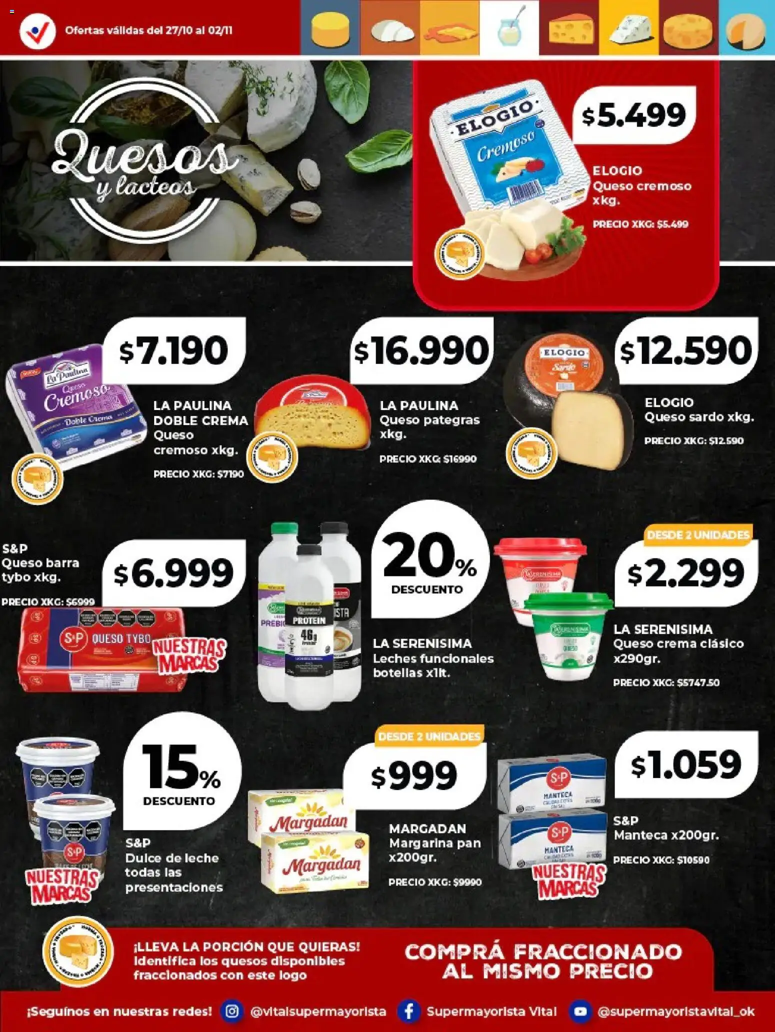 Vital - Especial de frescos - Abasto │ válido desde el 27.10.2025 | Página: 5 | Productos: Dulce de leche, Leche, Manteca, Queso