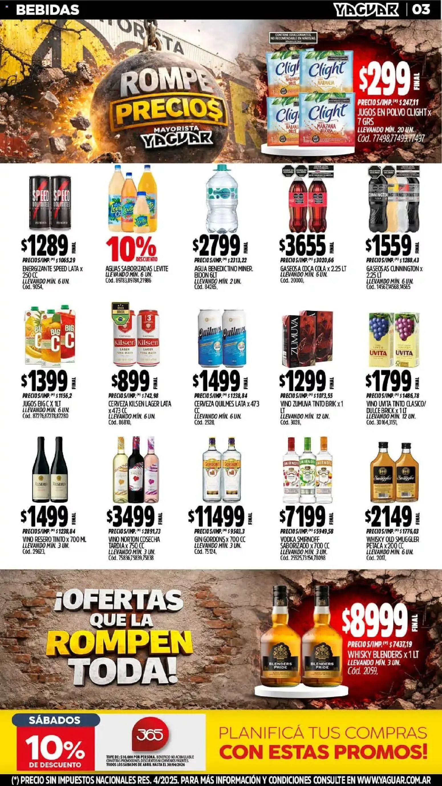 Yaguar catálogo │ válido desde el 06.04.2026 | Página: 3 | Productos: Whisky, Polvo, Gin, Cerveza