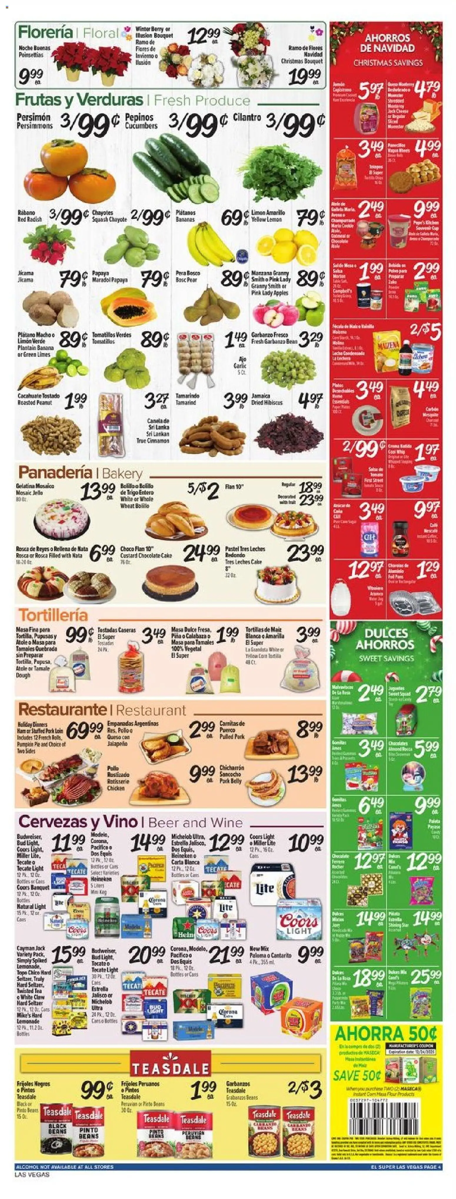El Super Weekly Ad - NV - valid from 17.12.2025 | Page: 4 | Products: Squash, Wine, Beer, Cucumbers