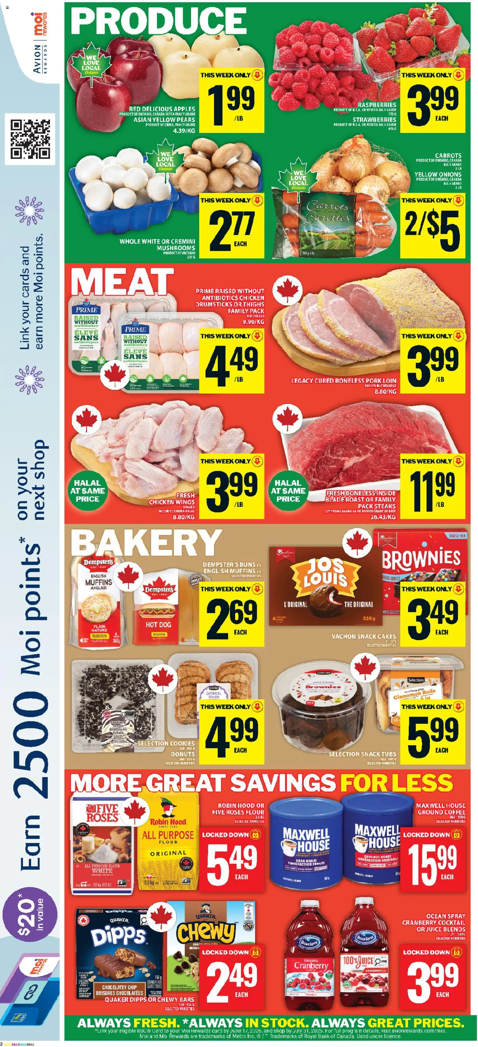 Food Basics flyer valid from 19.03.2026 | Page: 4 | Products: Strawberries, Bakery, Pork, Apples