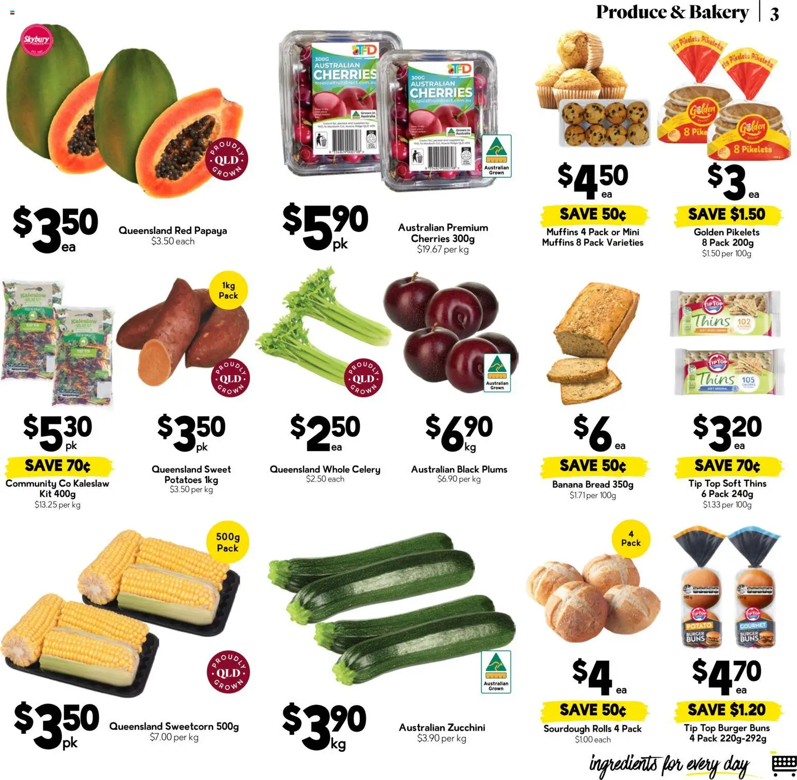 Drakes catalogue - valid from 31.12.2025 | Page: 3 | Products: Cherries, Bread, Muffins, Potatoes