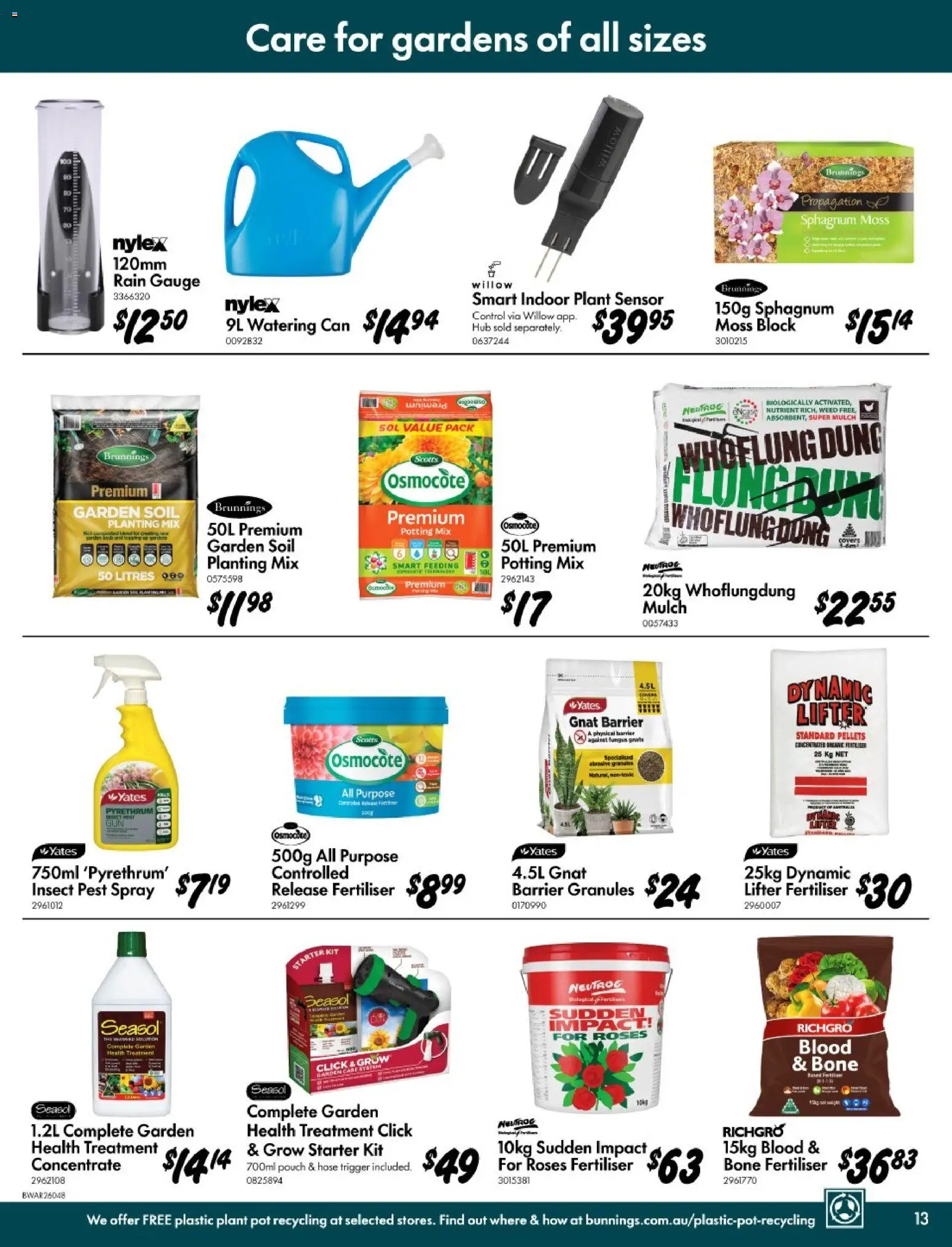 Bunnings Warehouse catalogue - valid from 11.03.2026 | Page: 13 | Products: Plant, Watering can, Weed, Soil