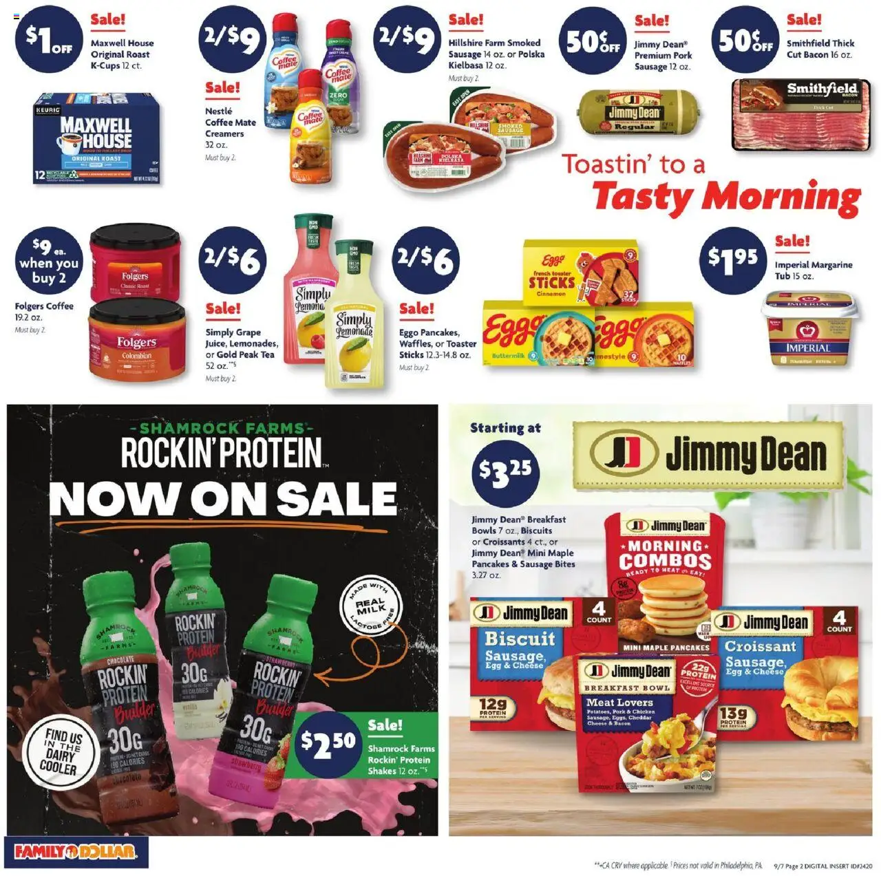 Family Dollar Weekly Ad - valid from 07.09.2025 | Page: 3 | Products: Milk, Coffee, Chocolate, Pork