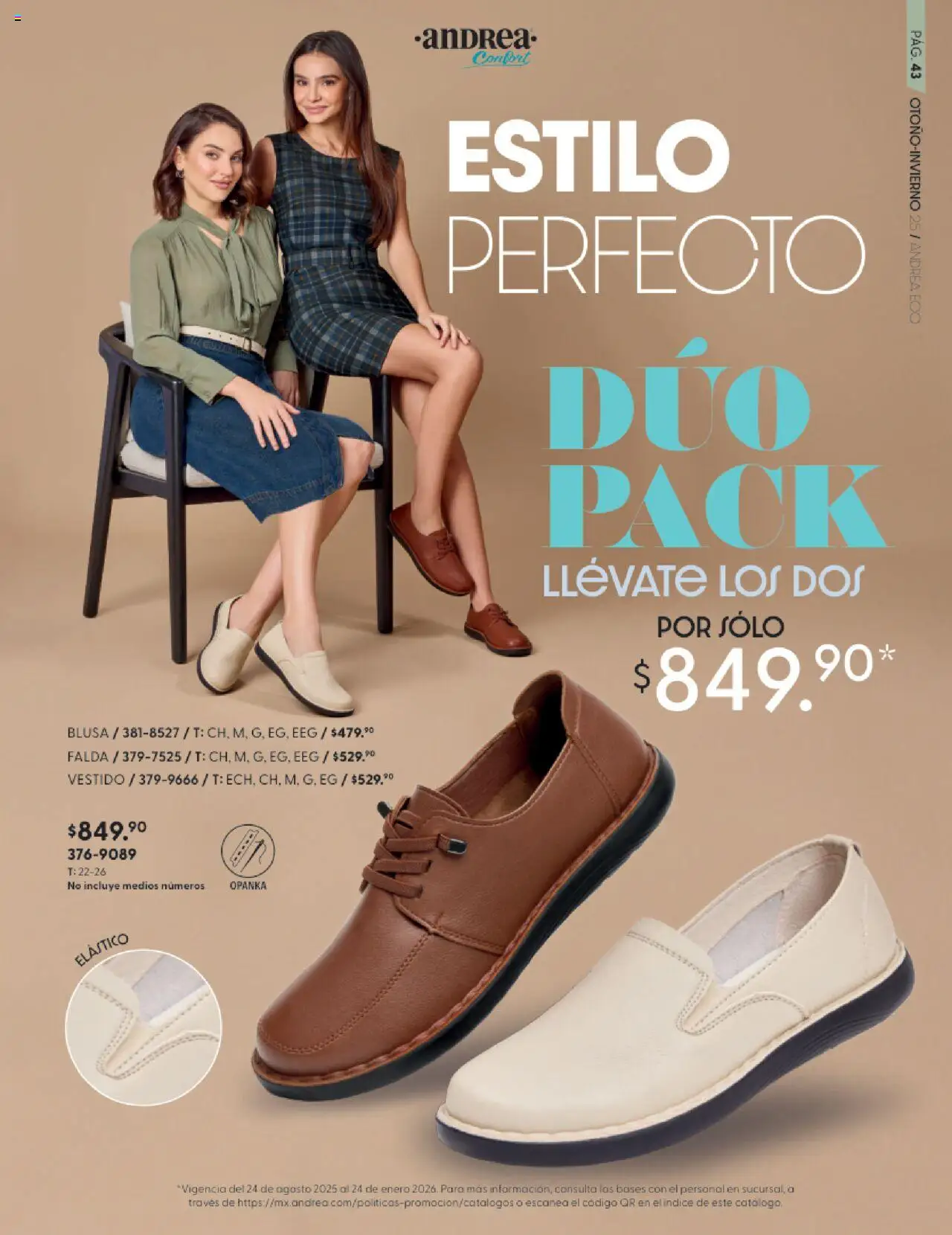 Nuevas ofertas de Andrea válidas en toda la República Mexicana desde el 24.08.2025. ¡Encuentra las mejores ofertas en Andrea - CCatálogo Calzado Confort Otoño! | Página: 43 | Productos: Blusa, Vestido, Falda