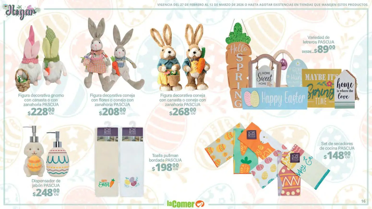 Nuevas ofertas de La Comer válidas en toda la República Mexicana desde el 27.02.2026. ¡Encuentra las mejores ofertas en La Comer folleto Ofertas! | Página: 16 | Productos: Toalla, Cocina, Zanahoria, Jabón