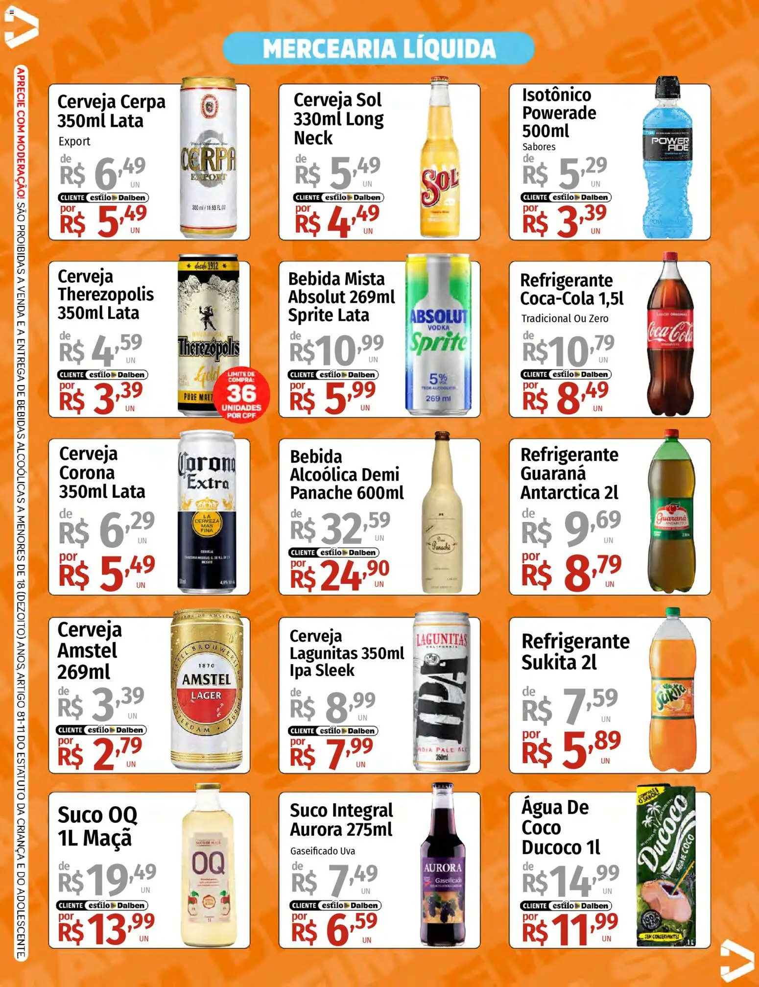 Supermercado Dalben Folheto - válido de 13.03.2026 | Página: 4 | Produtos: Guaraná, Cola, Cerveja, Vodka