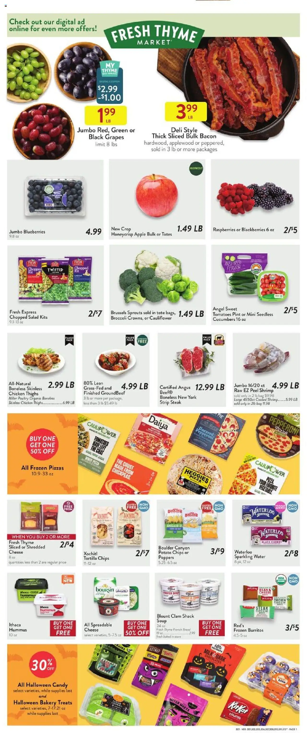 Fresh Thyme Weekly Ad - MN - valid from 22.10.2025 | Page: 3 | Products: Cheese, Chips, Water, Blueberries