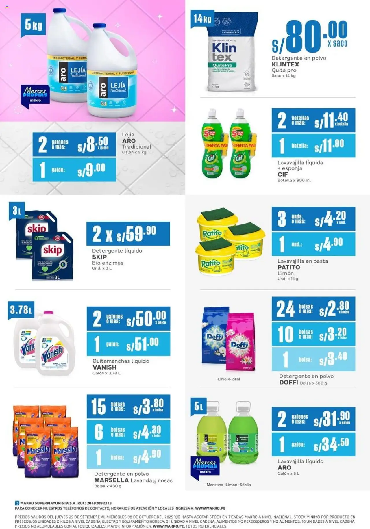 Catálogo Makro válido desde 25.09.2025 | Página: 4 | Productos: Quitamanchas, Saco, Bolsa, Polvo