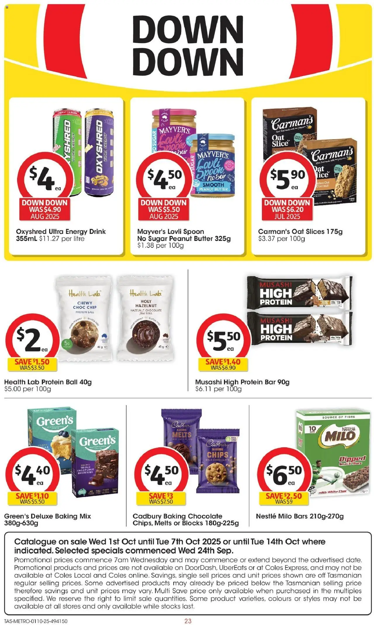 Coles catalogue - valid from 01.10.2025 | Page: 23 | Products: Milk, Butter, Energy drink, Chocolate