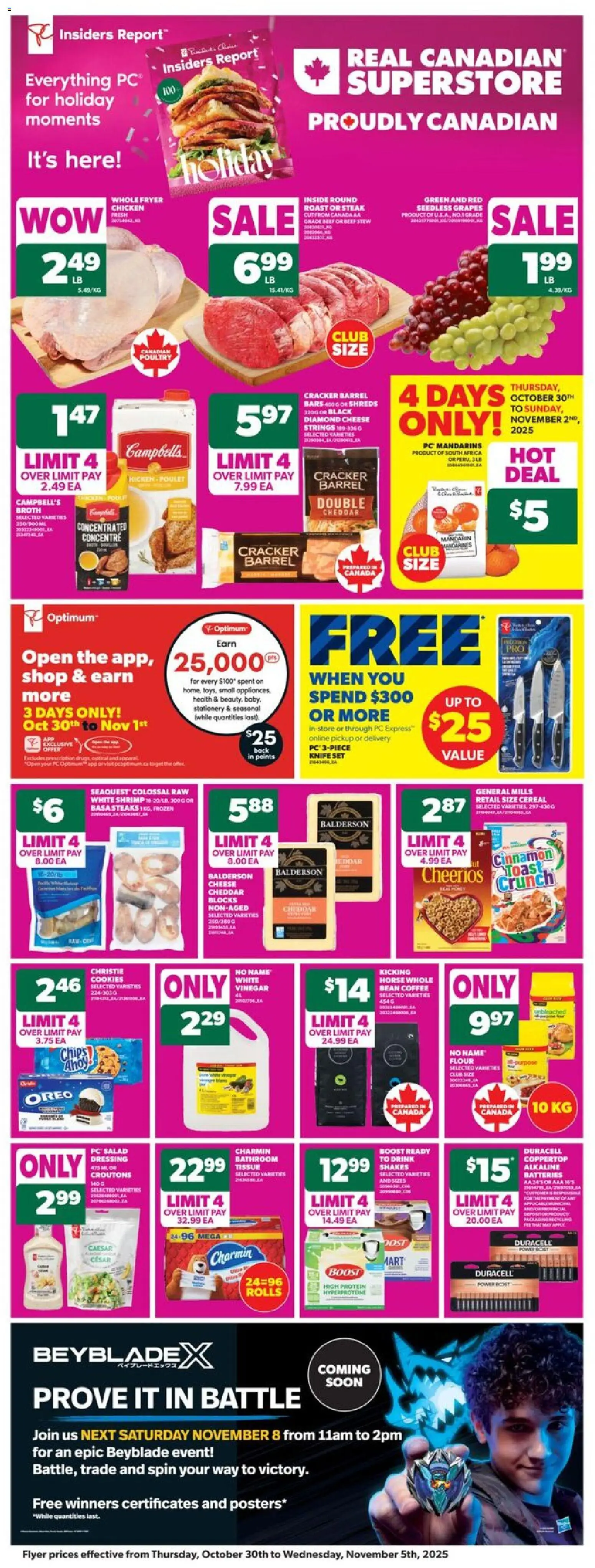 Real Canadian Superstore flyer valid from 30.10.2025 | Page: 3 | Products: Chips, Salad, Fryer, Coffee