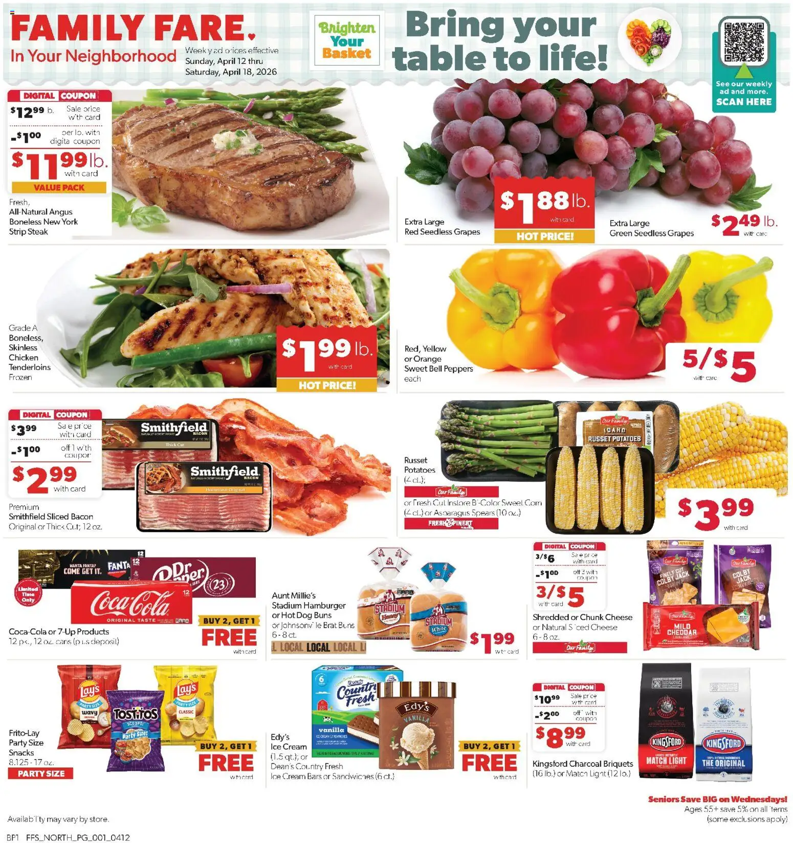Family Fare Weekly Ad - MI - valid from 12.04.2026 | Page: 1 | Products: Table, Cheese, Potatoes, Grapes