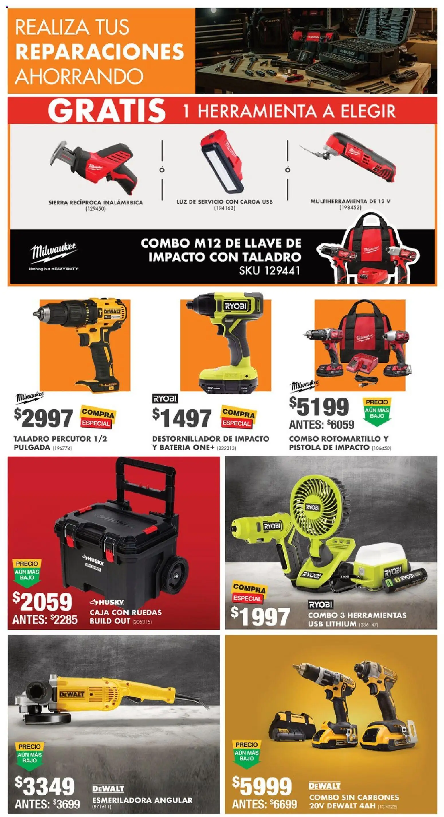 Nuevas ofertas de Home Depot válidas en toda la República Mexicana desde el 26.12.2025. ¡Encuentra las mejores ofertas en Home Depot catálogo ! | Página: 11 | Productos: Usb, Sierra, Rotomartillo, Batería