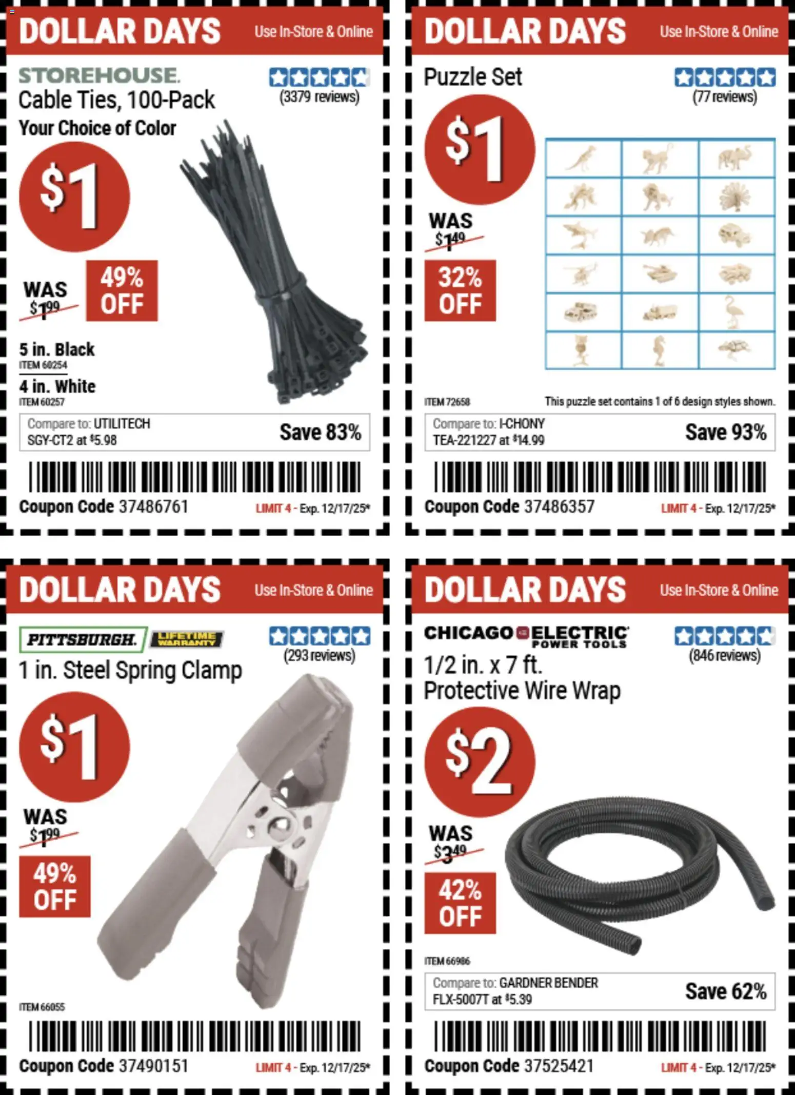 Harbor Freight Dollar Days - valid from 04.12.2025 | Page: 4 | Products: Clamp, Wire, Cable