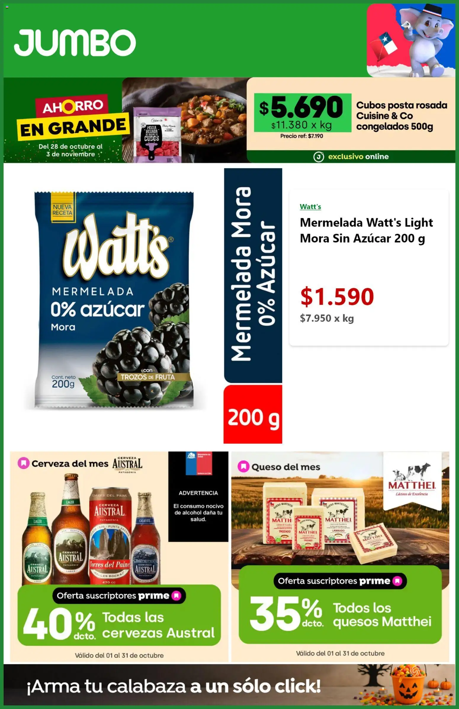 Jumbo ofertas  │ válido desde el 28.10.2025 | Página: 4 | Productos: Mermelada, Queso, Cerveza, Azucar
