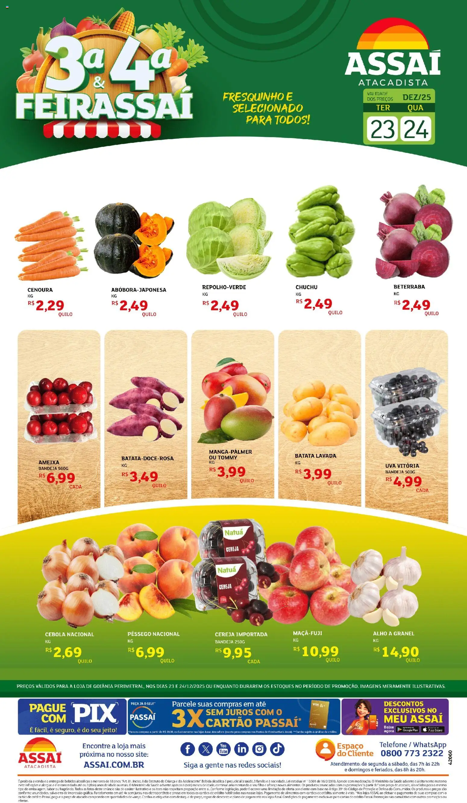 Assaí Atacadista Folheto - válido de 23.12.2025 | Página: 1 | Produtos: Pêssego, Base, Cenoura, Bandeja