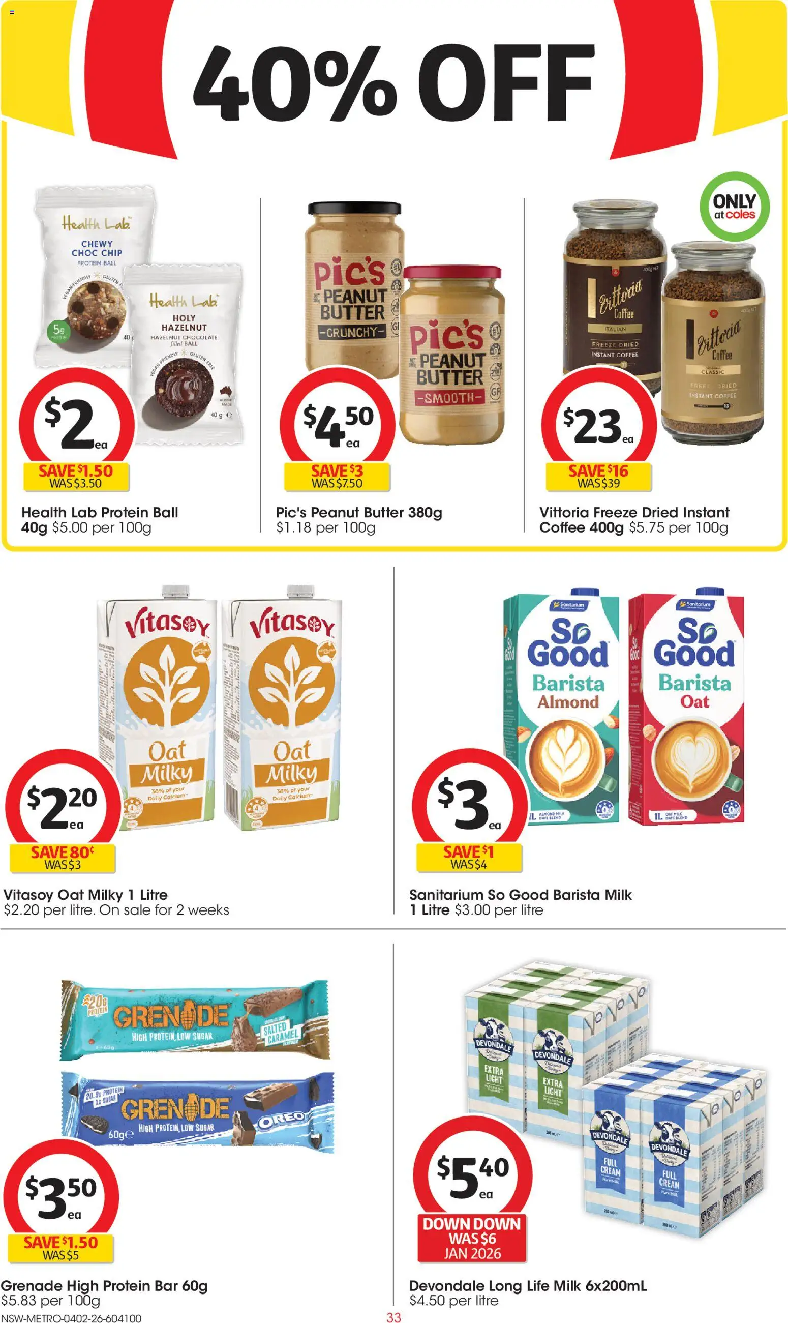 Coles catalogue - valid from 04.02.2026 | Page: 33 | Products: Milk, Coffee, Cream, Sugar