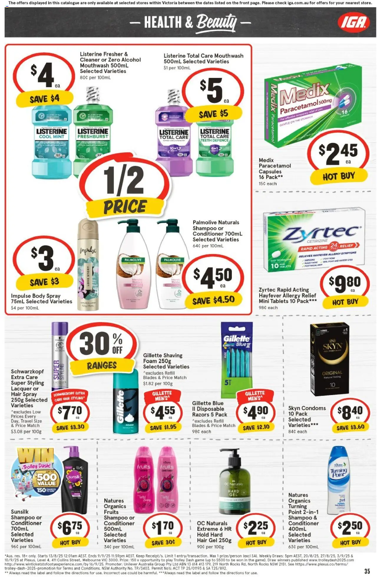 IGA catalogue - valid from 27.08.2025 | Page: 36 | Products: Mouthwash, Fruits, Hair gel, Game