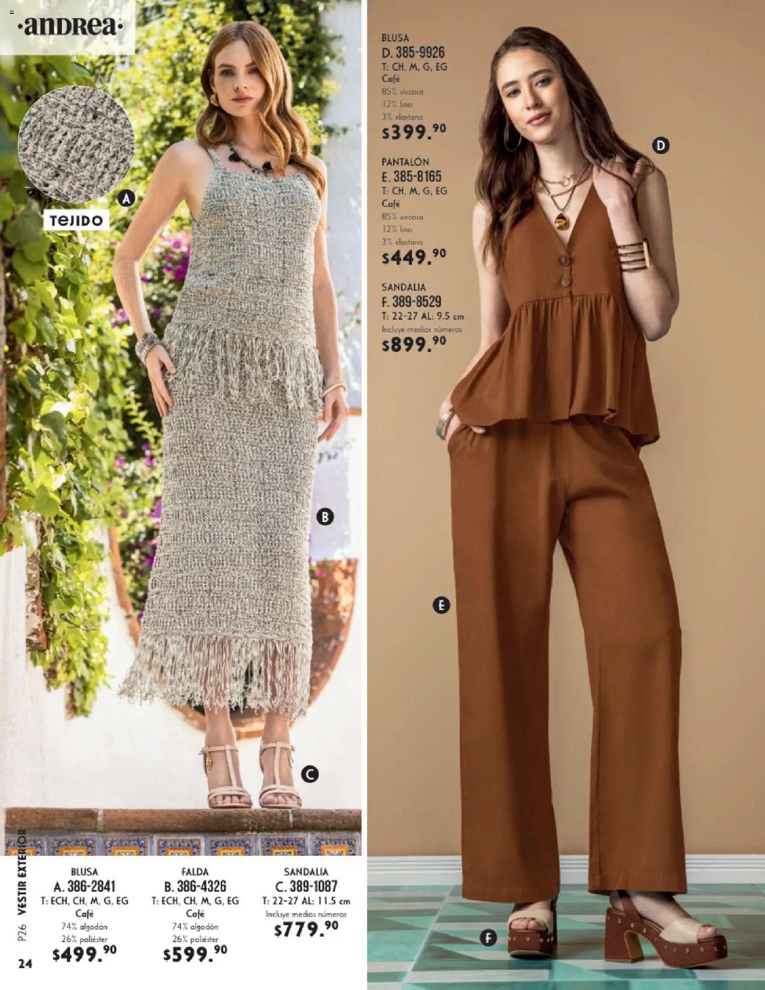 Nuevas ofertas de Andrea válidas en toda la República Mexicana desde el 25.01.2026. ¡Encuentra las mejores ofertas en Andrea catálogo Vestir! | Página: 24 | Productos: Blusa, Café, Algodón, Falda