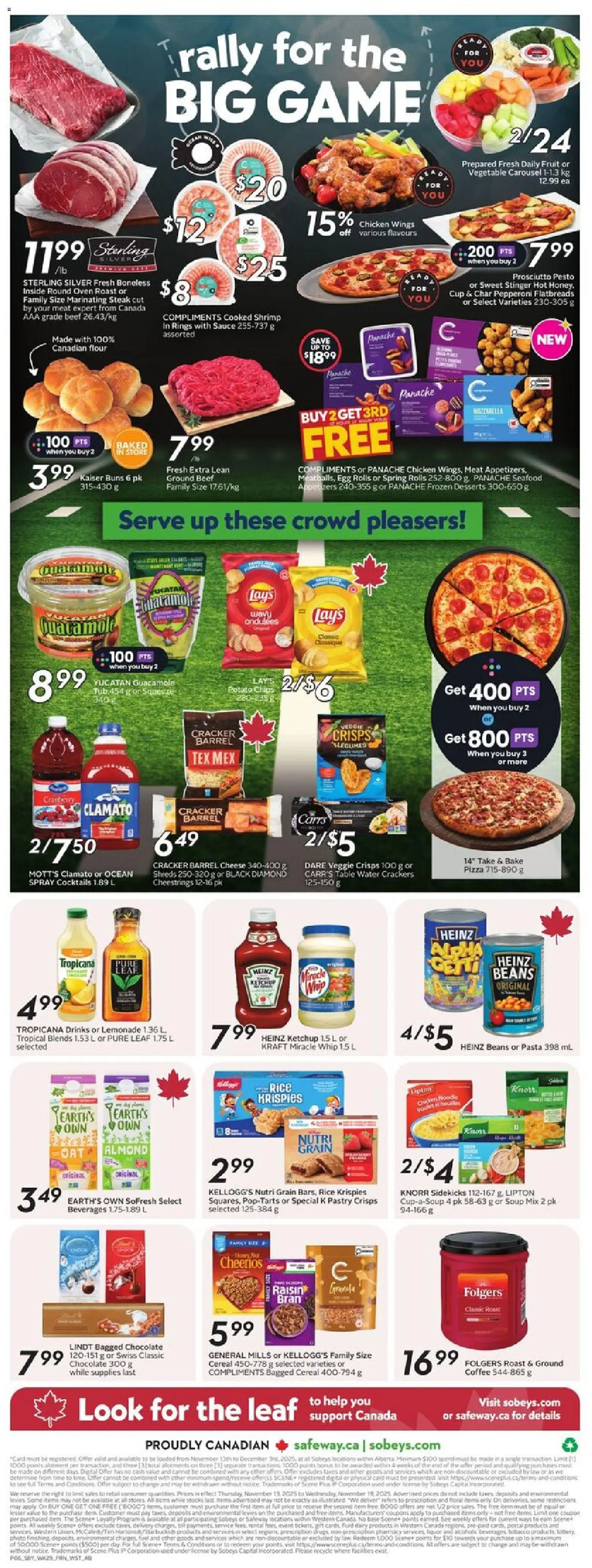 Safeway flyer valid from 13.11.2025 | Page: 4 | Products: Rice, Beef, Chips, Chicken wings