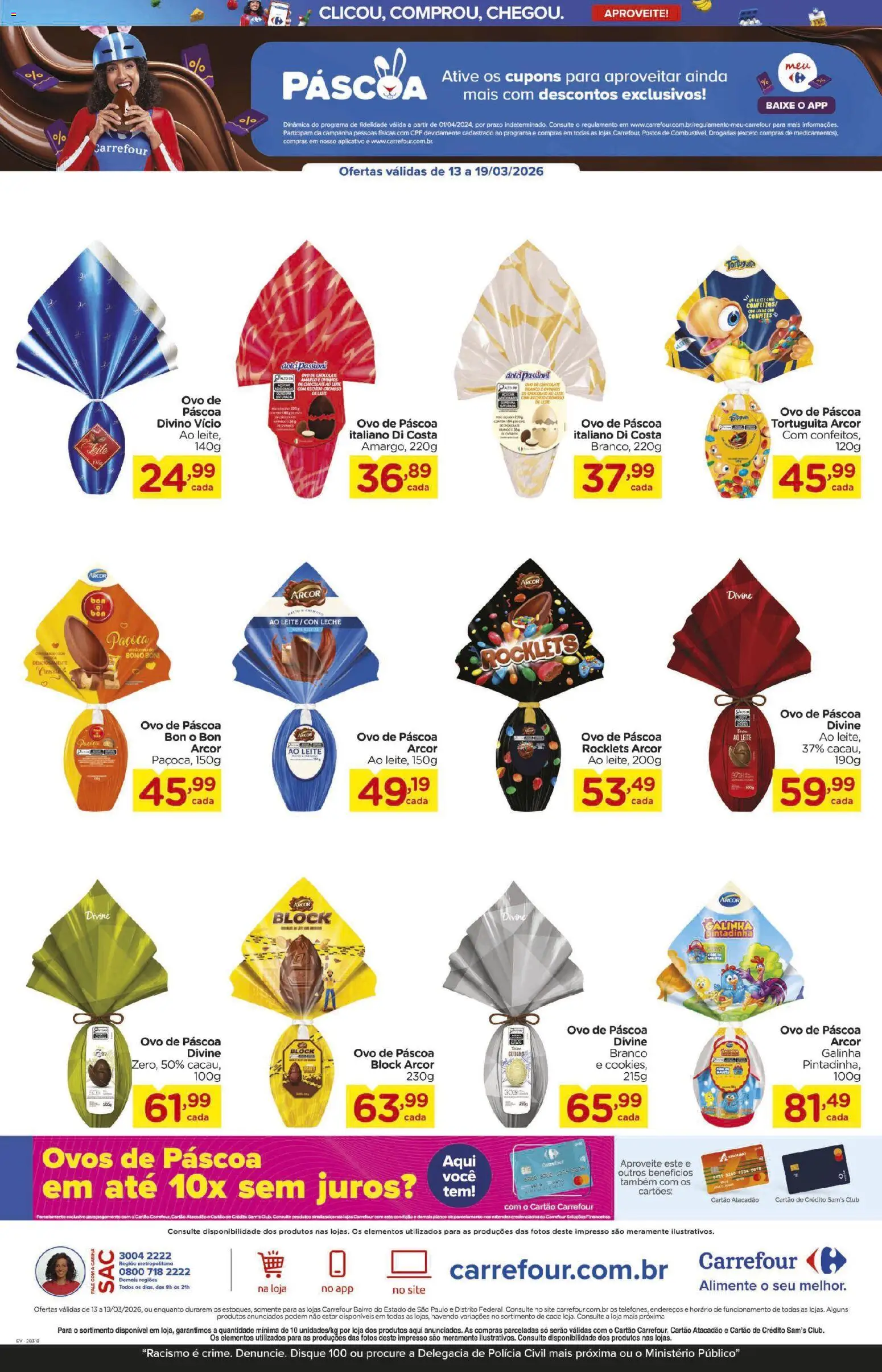 Carrefour Bairro Folheto - válido de 13.03.2026 | Página: 3 | Produtos: Ovo de páscoa, Ovos, Chocolate, Paçoca