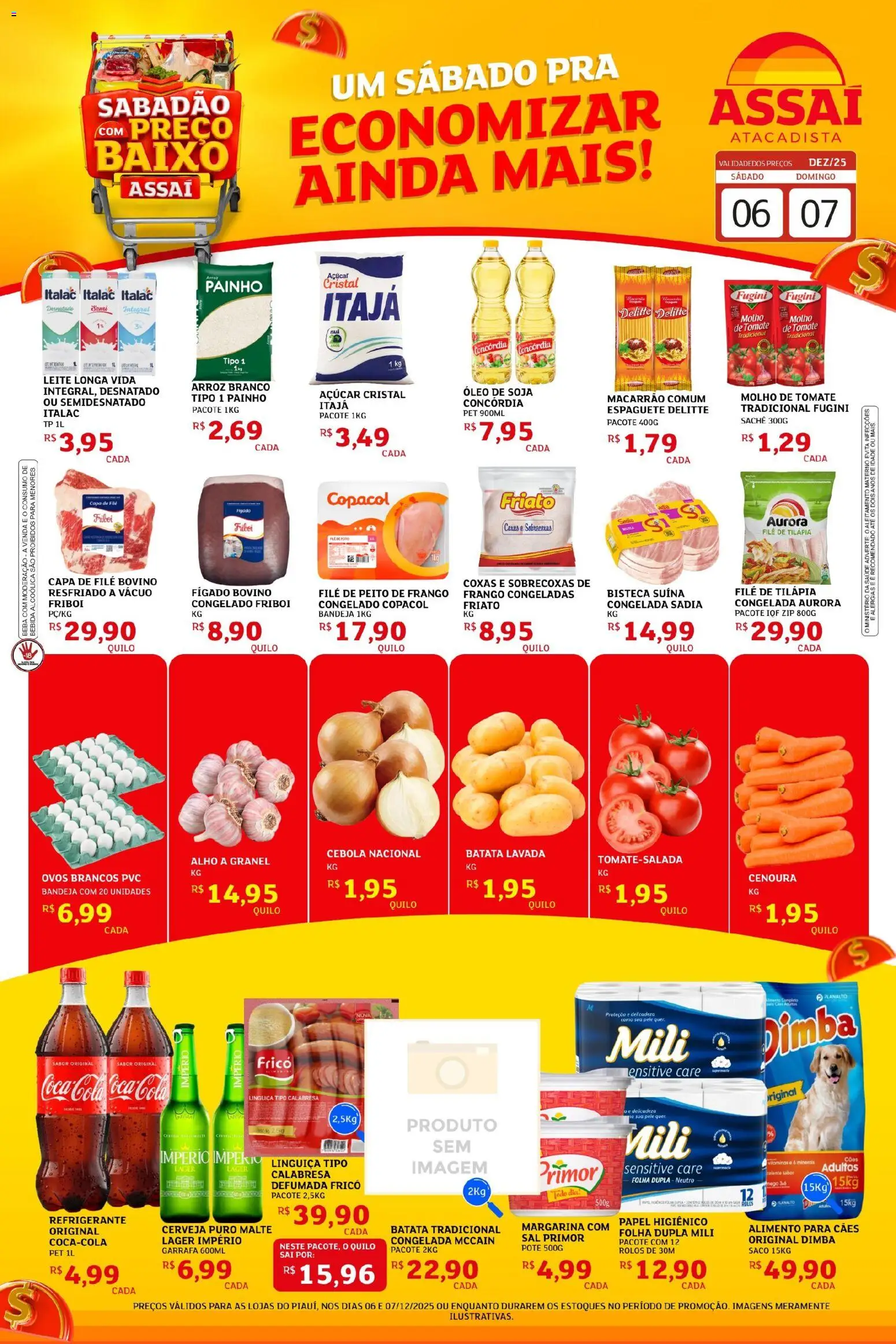 Assaí Atacadista Folheto - válido de 06.12.2025 | Página: 1 | Produtos: Espaguete, Leite, Tilápia, Bandeja