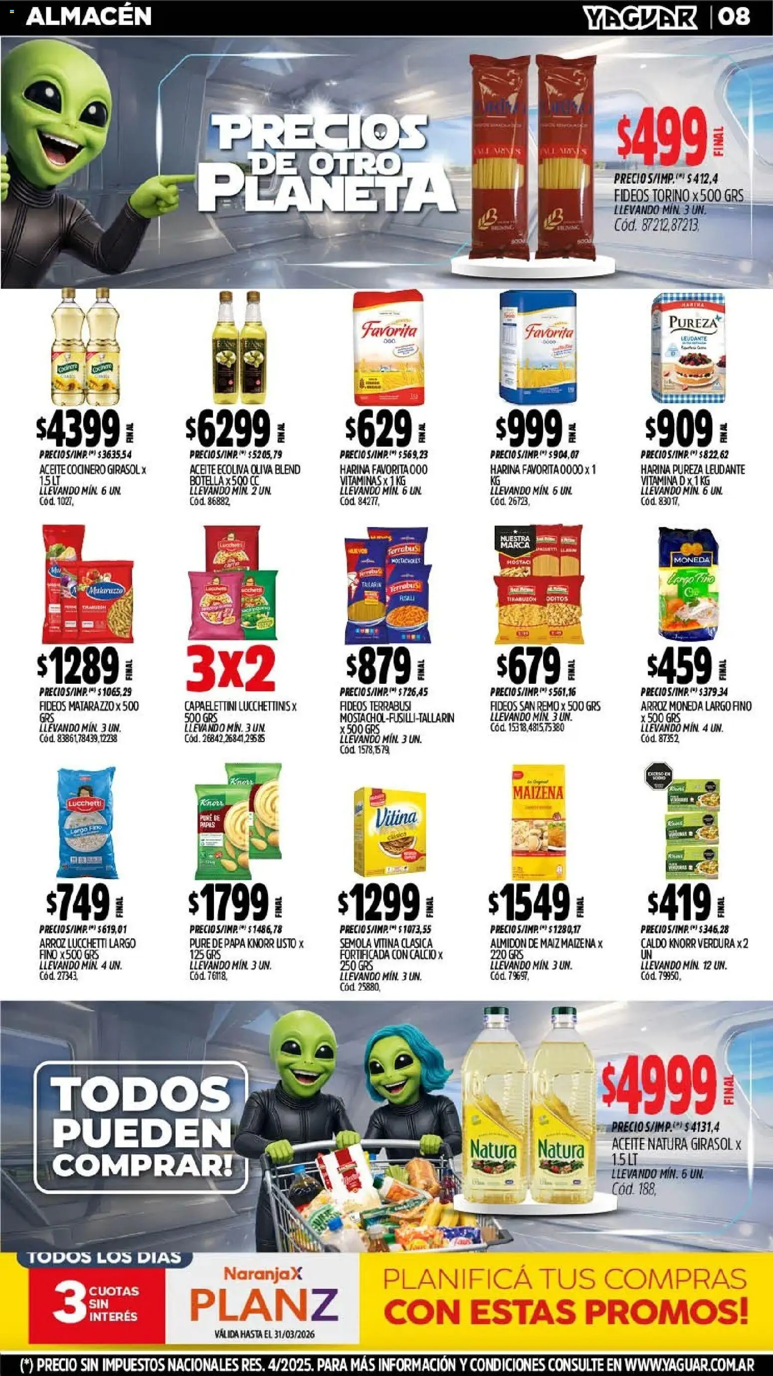 Yaguar - Oferta Semanal Misiones │ válido desde el 09.03.2026 | Página: 8 | Productos: Vitaminas, Maiz, Oliva, Fideos