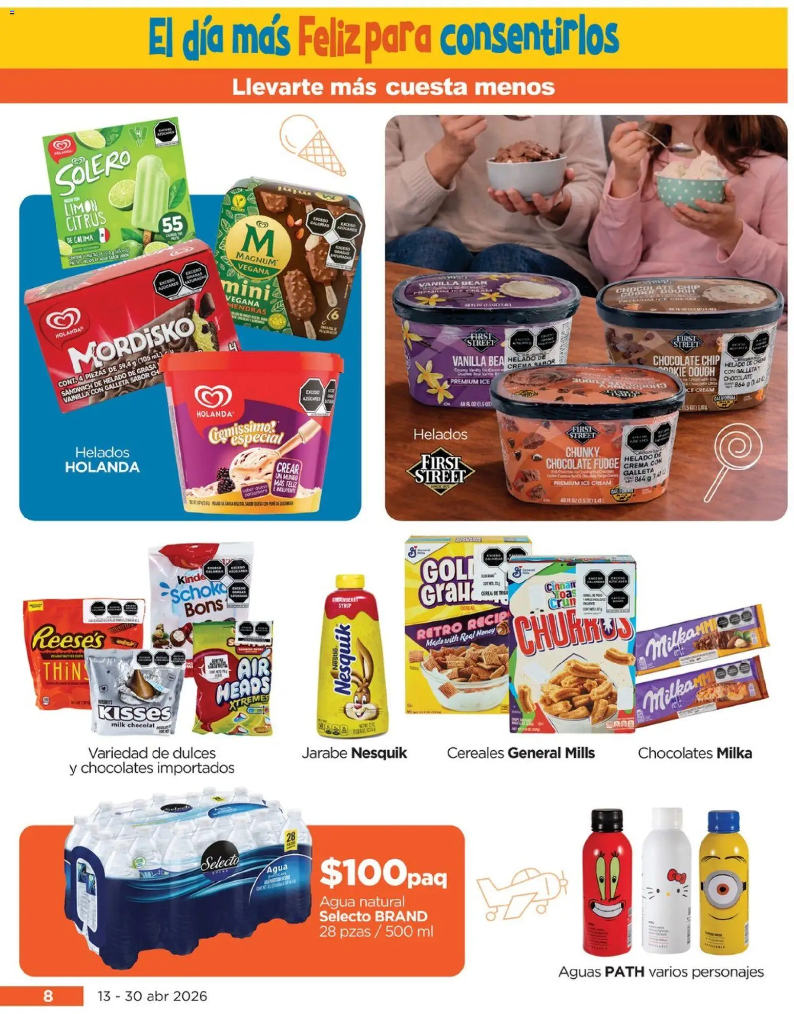 Nuevas ofertas de Chedraui válidas en toda la República Mexicana desde el 13.04.2026. ¡Encuentra las mejores ofertas en Chedraui folleto! | Página: 8 | Productos: Crema, Dulces, Cereales, Helado