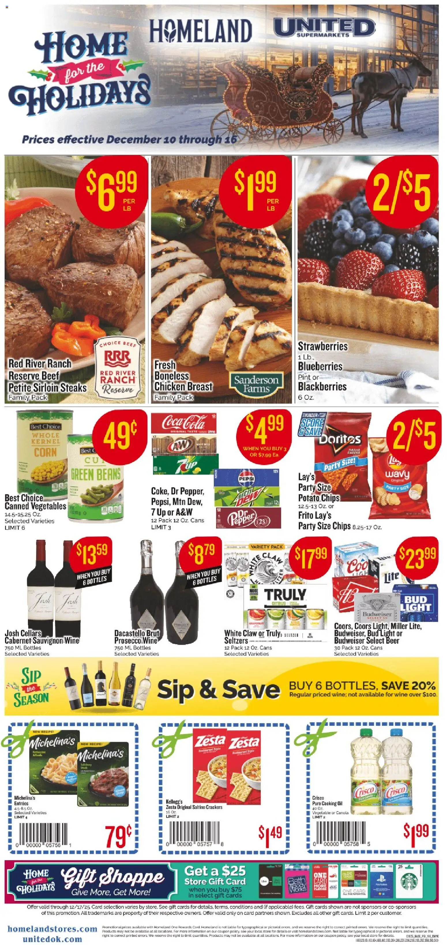 Homeland Weekly Ad - valid from 10.12.2025 | Page: 1 | Products: Wine, Beef, Chips, Pepper