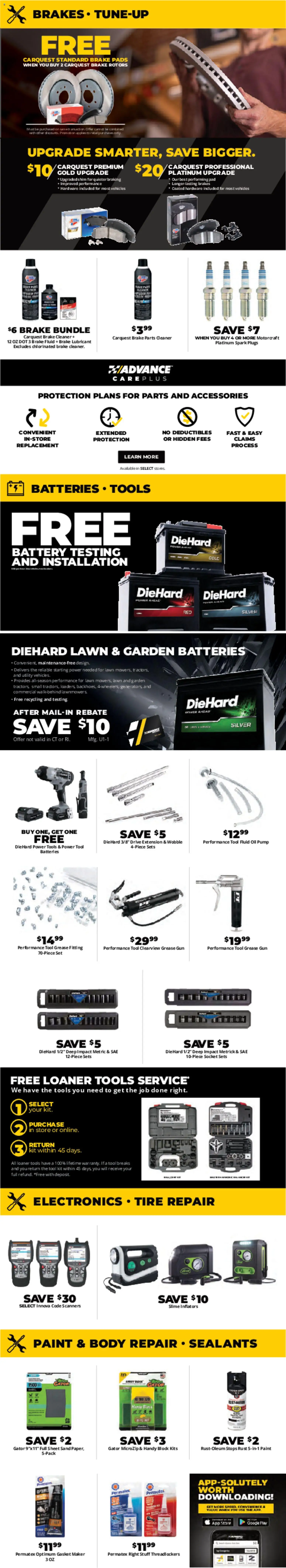 Advance Auto Parts Weekly Ad - valid from 29.03.2026 | Page: 4 | Products: Pump, Battery, Oil, Pads