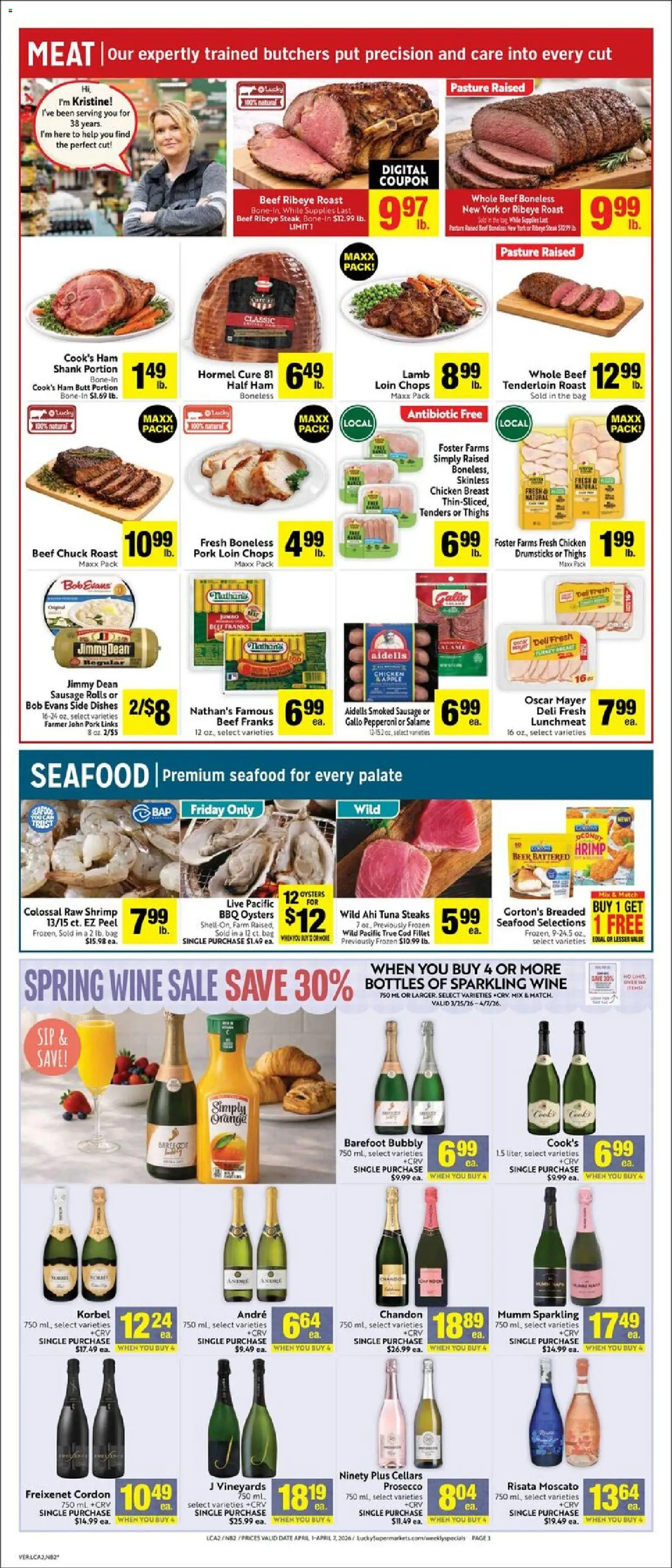 Lucky Supermarkets Weekly - AK - valid from 01.04.2026 | Page: 3 | Products: Beef, Sausage, Date, Bag
