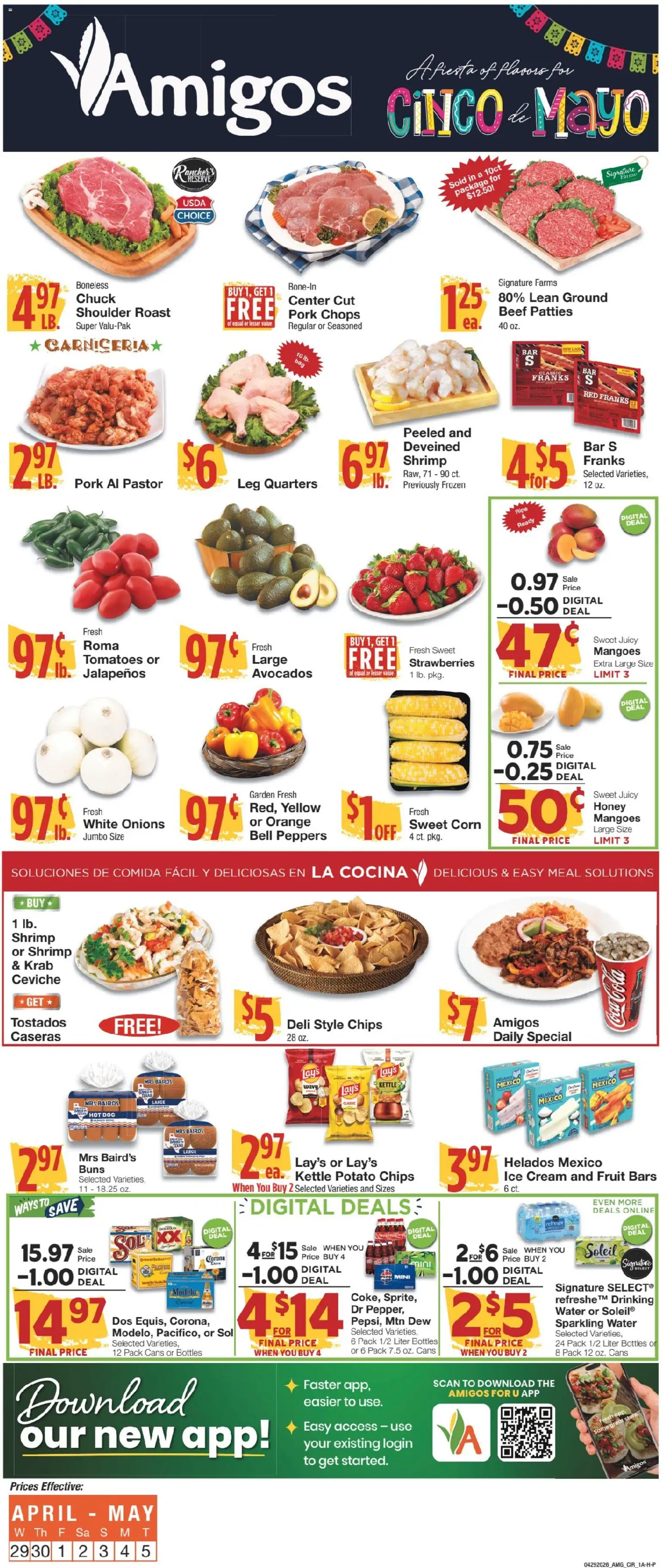 United Supermarkets Ad - valid from 28.04.2026 | Page: 1 | Products: Beef, Chips, Cream, Water