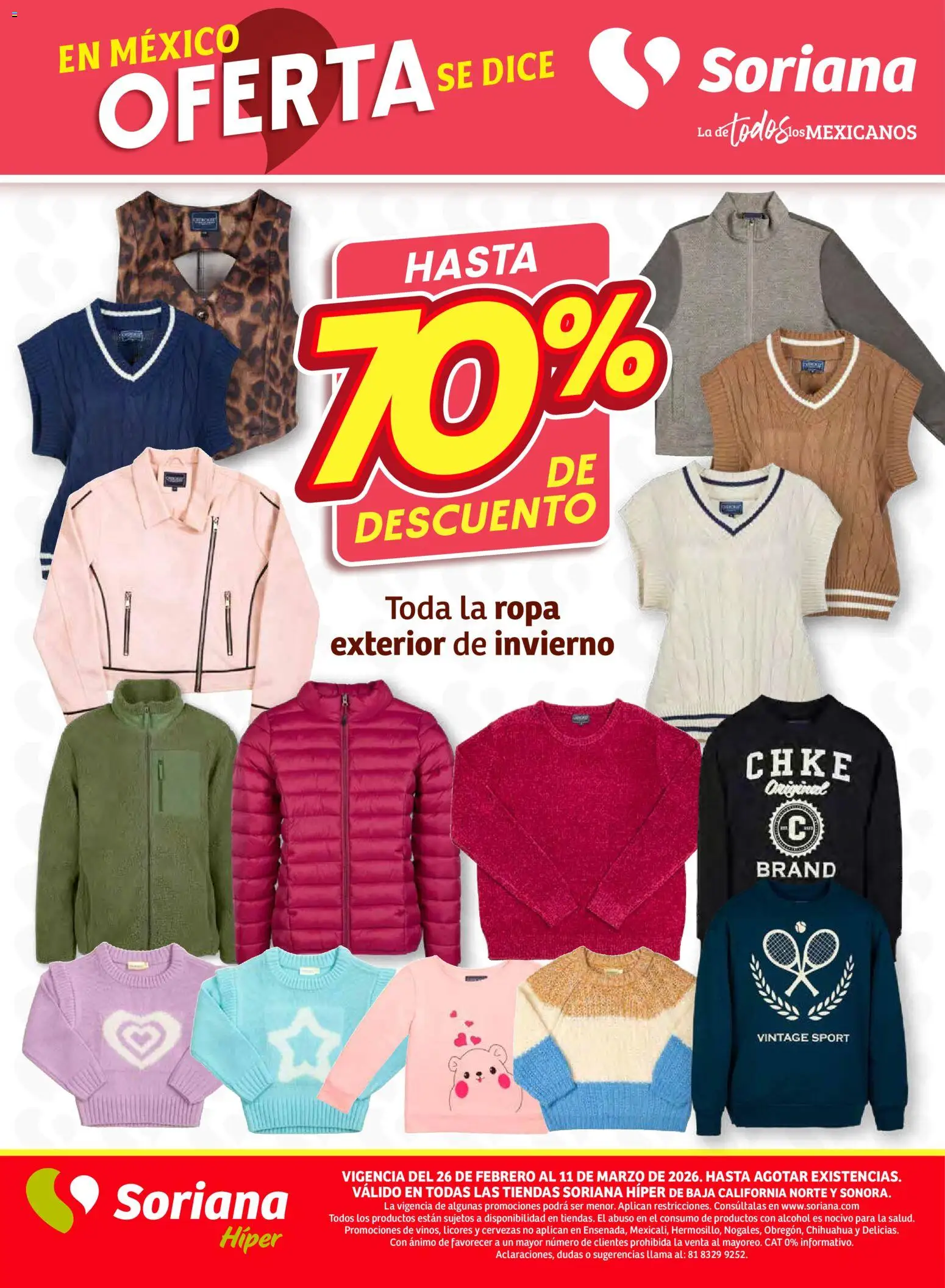 Nuevas ofertas de Soriana válidas en toda la República Mexicana desde el 27.02.2026. ¡Encuentra las mejores ofertas en Soriana Preciazazaso Híper: Frontera BCN, Son! | Página: 54 | Productos: Ropa
