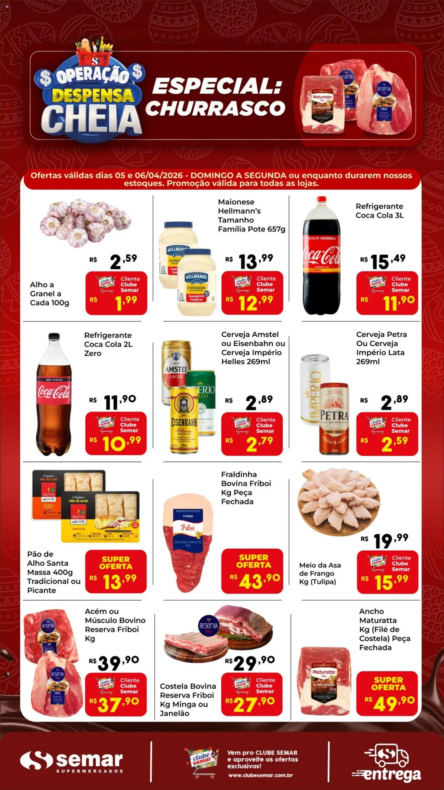 Semar Supermercado Folheto - válido de 05.04.2026 | Página: 1 | Produtos: Cola, Acém, Massa, Frango