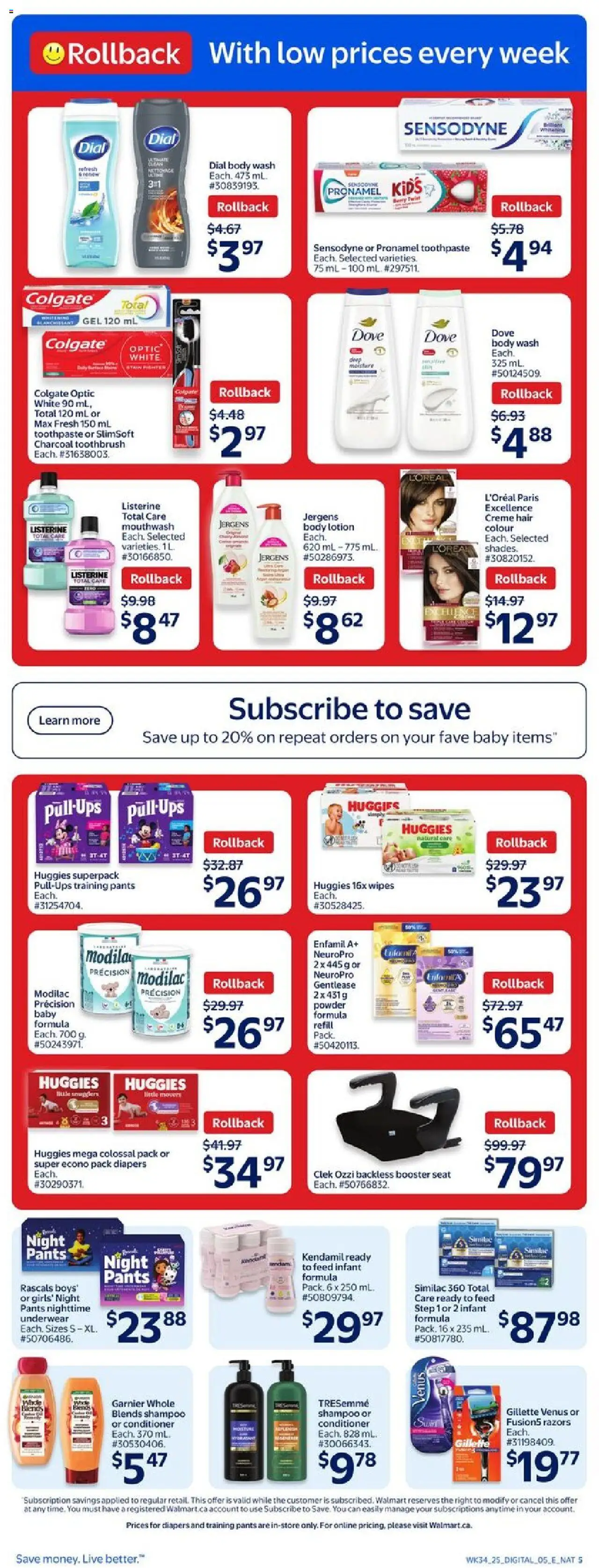 Walmart flyer valid from 18.09.2025 | Page: 9 | Products: Powder, Body lotion, Mouthwash, Pants