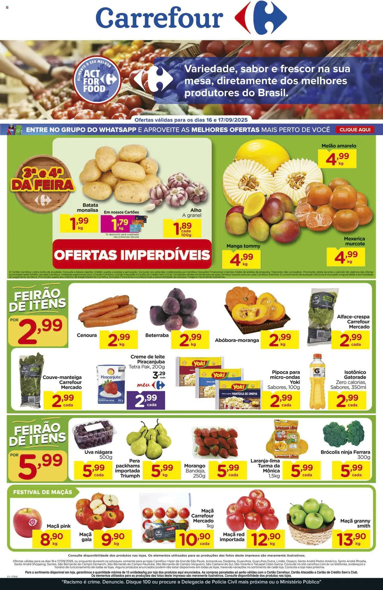 Carrefour Folheto - válido de 16.09.2025 | Página: 1 | Produtos: Manteiga, Maçãs, Brócolis, Isotônico