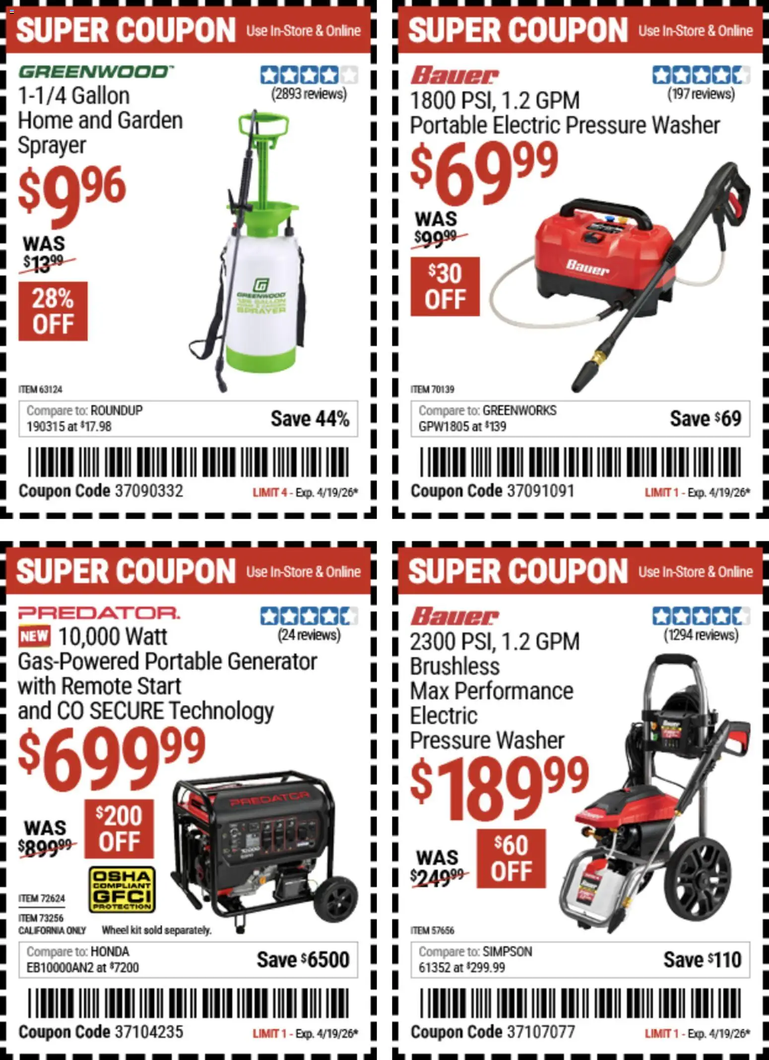 Harbor Freight Spring Black Friday - valid from 14.04.2026 | Page: 23 | Products: Remote Start, Washer