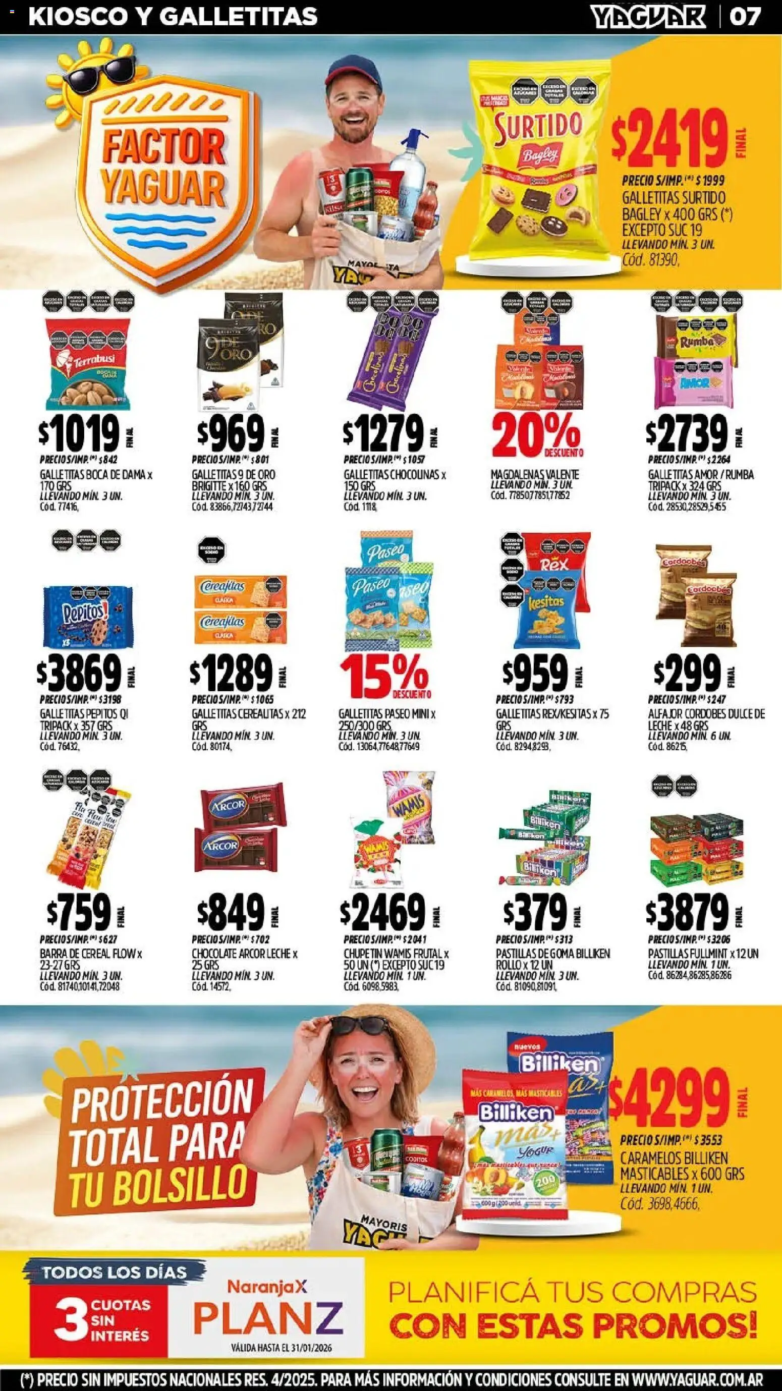 Yaguar - Oferta Semanal Córdoba │ válido desde el 26.01.2026 | Página: 7 | Productos: Galletitas, Leche, Yogur, Alfajor