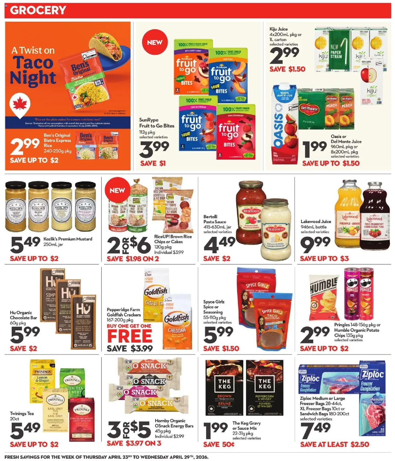 Longo's flyer valid from 23.04.2026 | Page: 7 | Products: Rice, Carrot, Freezer, Juice
