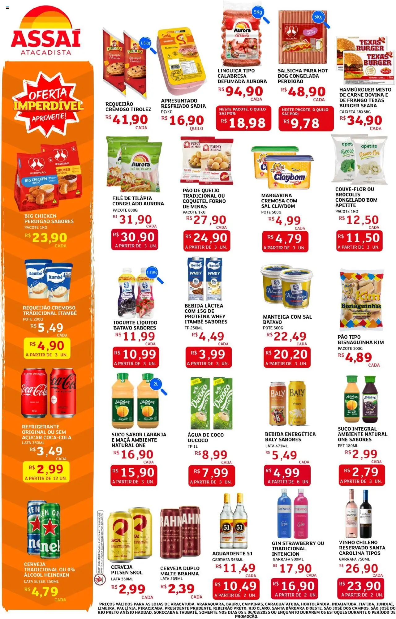 Assaí Atacadista Folheto - válido de 05.08.2025 | Página: 2 | Produtos: Forno, Queijo, Tilápia, Cerveja