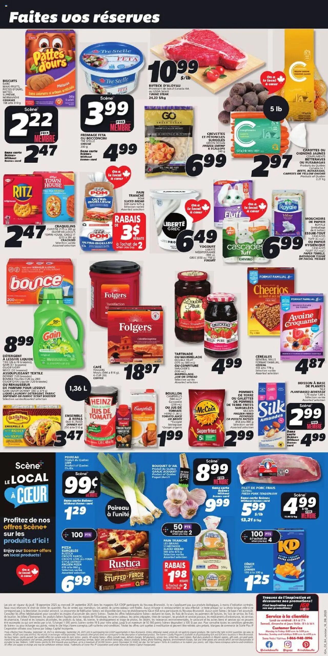 IGA flyer valid from 18.09.2025 | Page: 2 | Products: Detergent, Cheese, Bread, Pizza