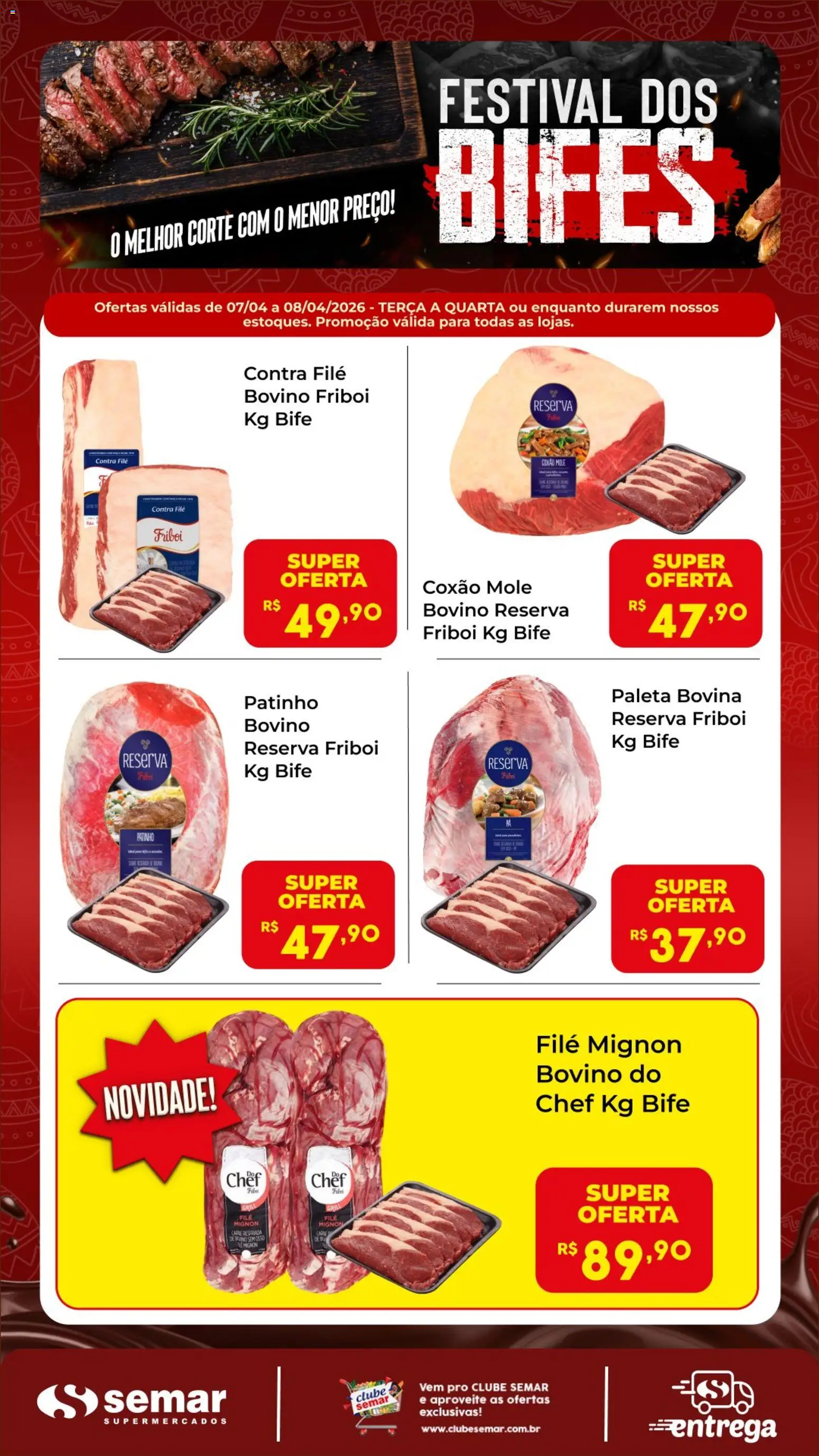 Semar Supermercado Folheto - válido de 07.04.2026 | Página: 1 | Produtos: Grill, Contra filé, Filé mignon