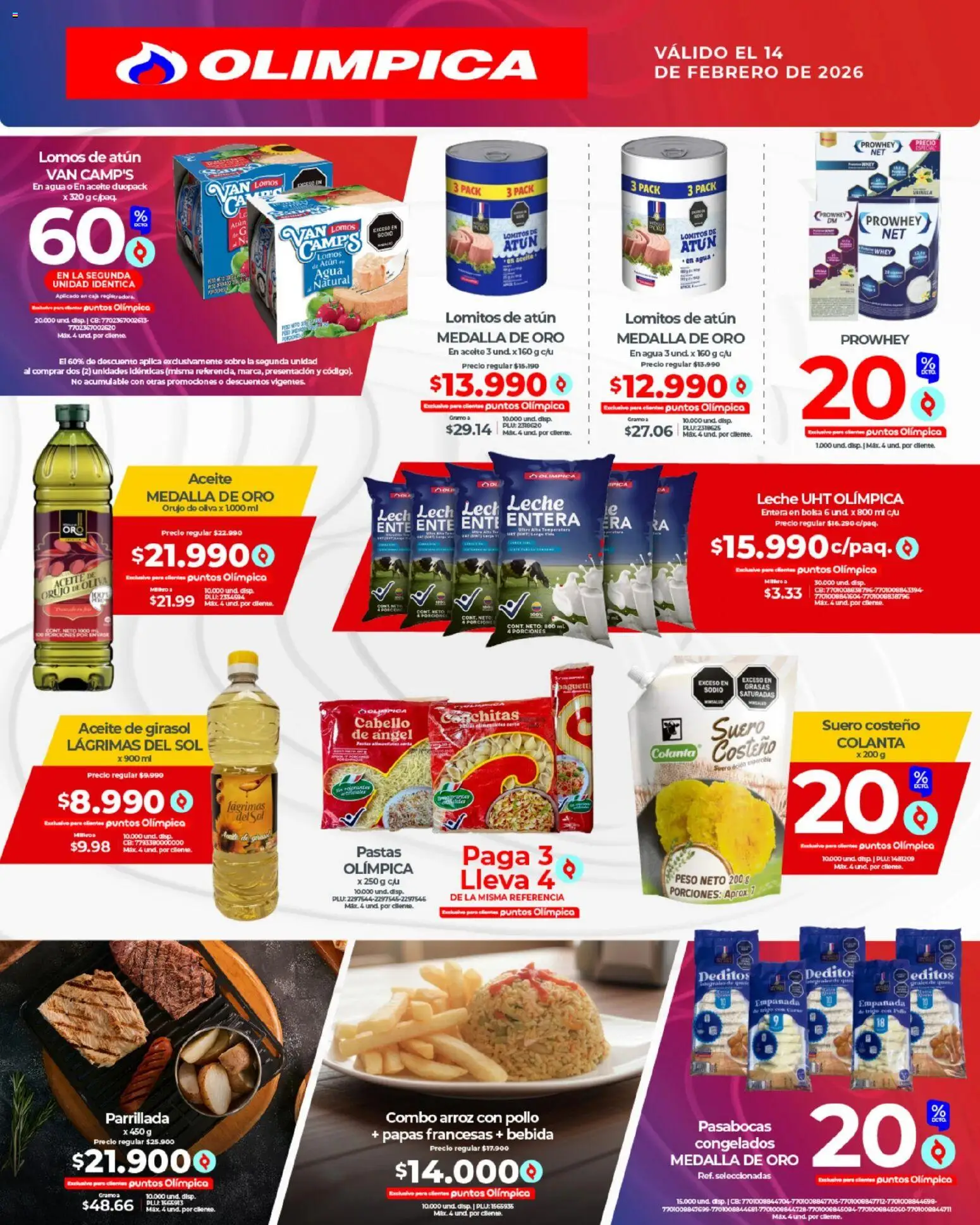 Olímpica revista - valida desde el 14.02.2026 | Página: 7 | Productos: Agua, Arroz, Bolsa, Plátano