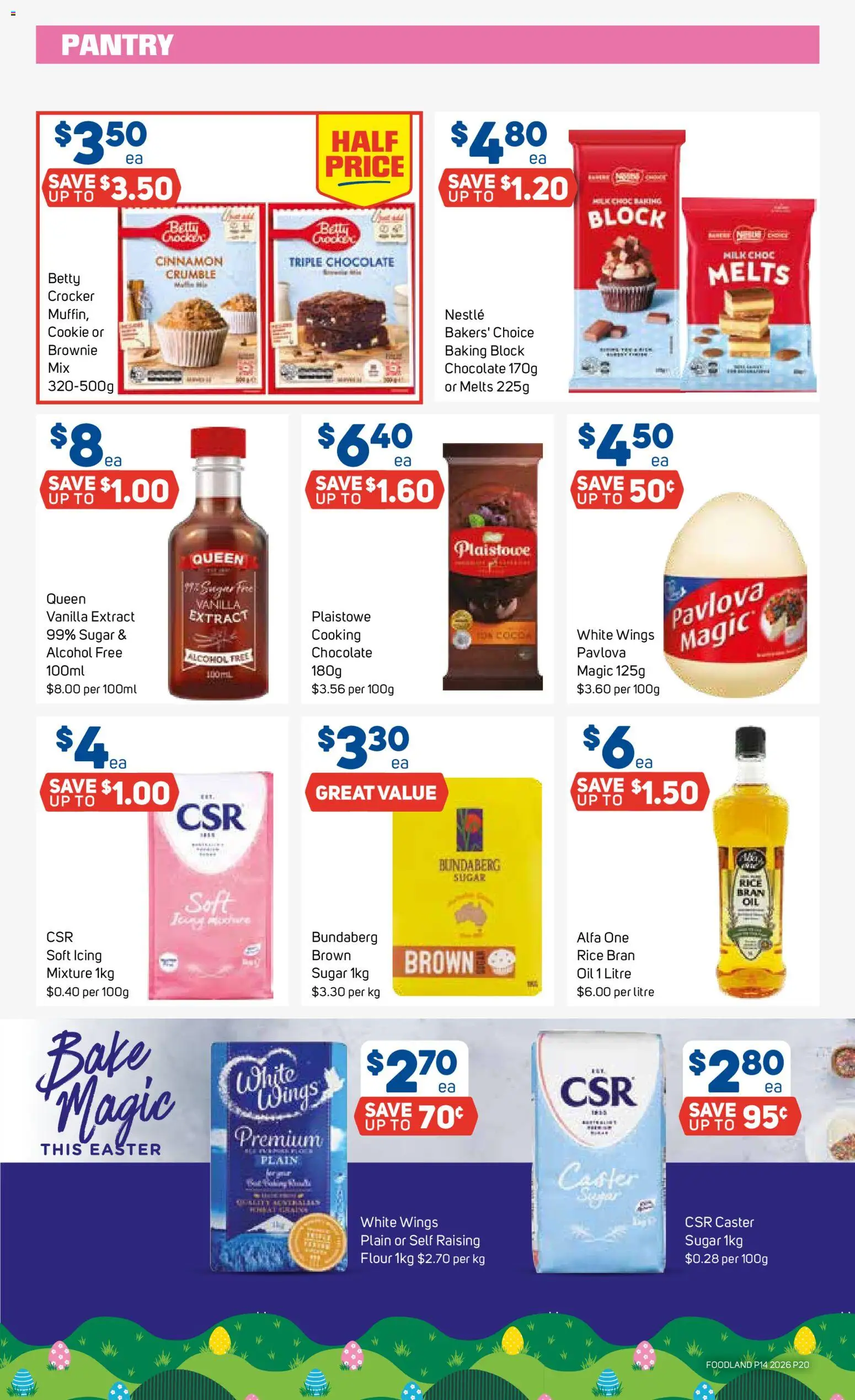 Foodland catalogue - valid from 01.04.2026 | Page: 20 | Products: Cocoa, Rice, Sugar, Pavlova