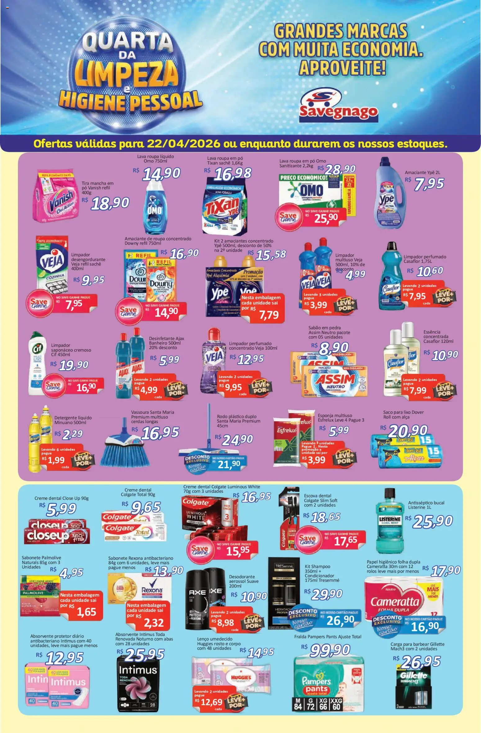 Savegnago Folheto - válido de 22.04.2026 | Página: 1 | Produtos: Pampers, Esponja, Creme, Desinfetante