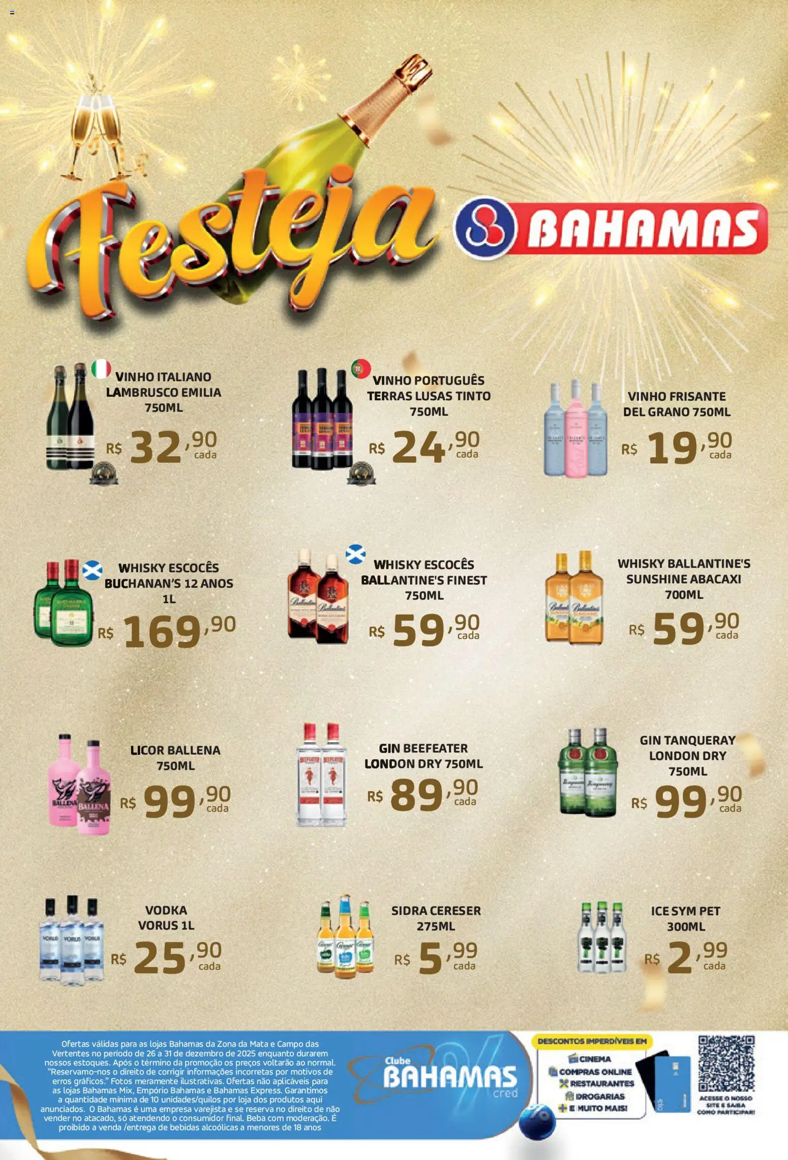 Bahamas Supermercados Folheto - válido de 26.12.2025 | Página: 2 | Produtos: Whisky, Licor, Abacaxi, Gin