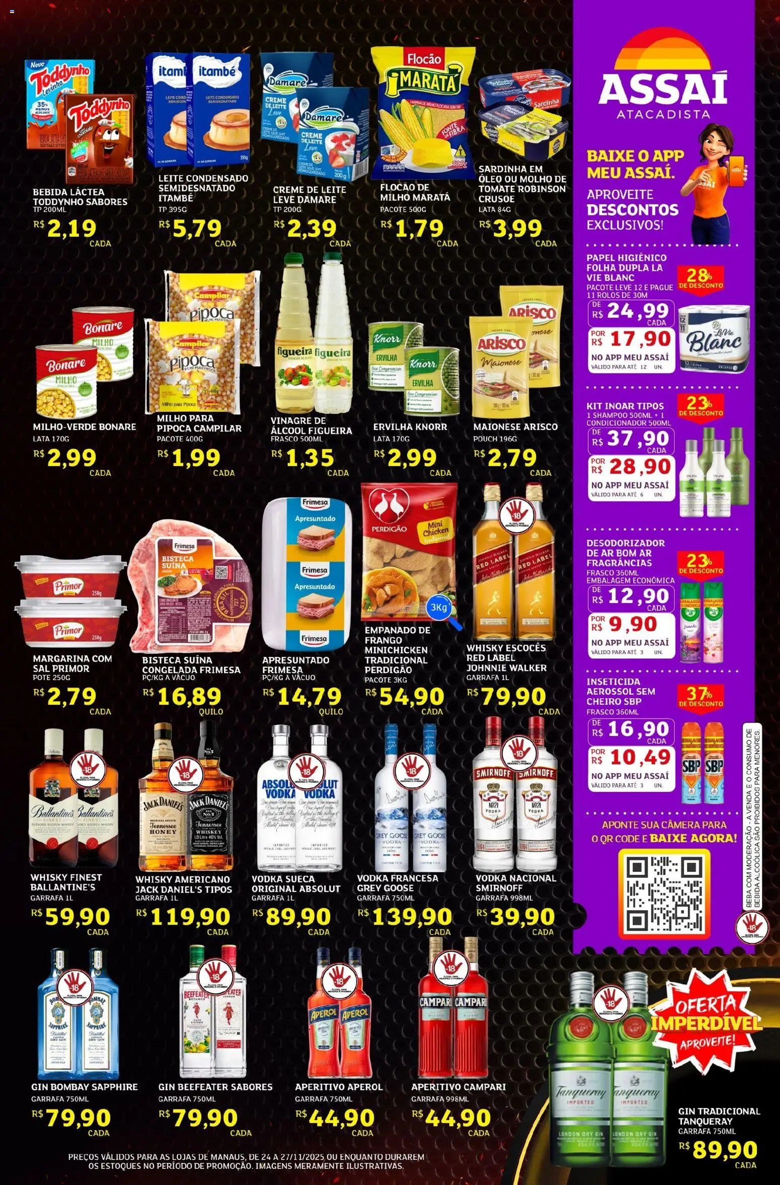 Assaí Atacadista Folheto - válido de 24.11.2025 | Página: 3 | Produtos: Gin, Vodka, Frango, Inseticida