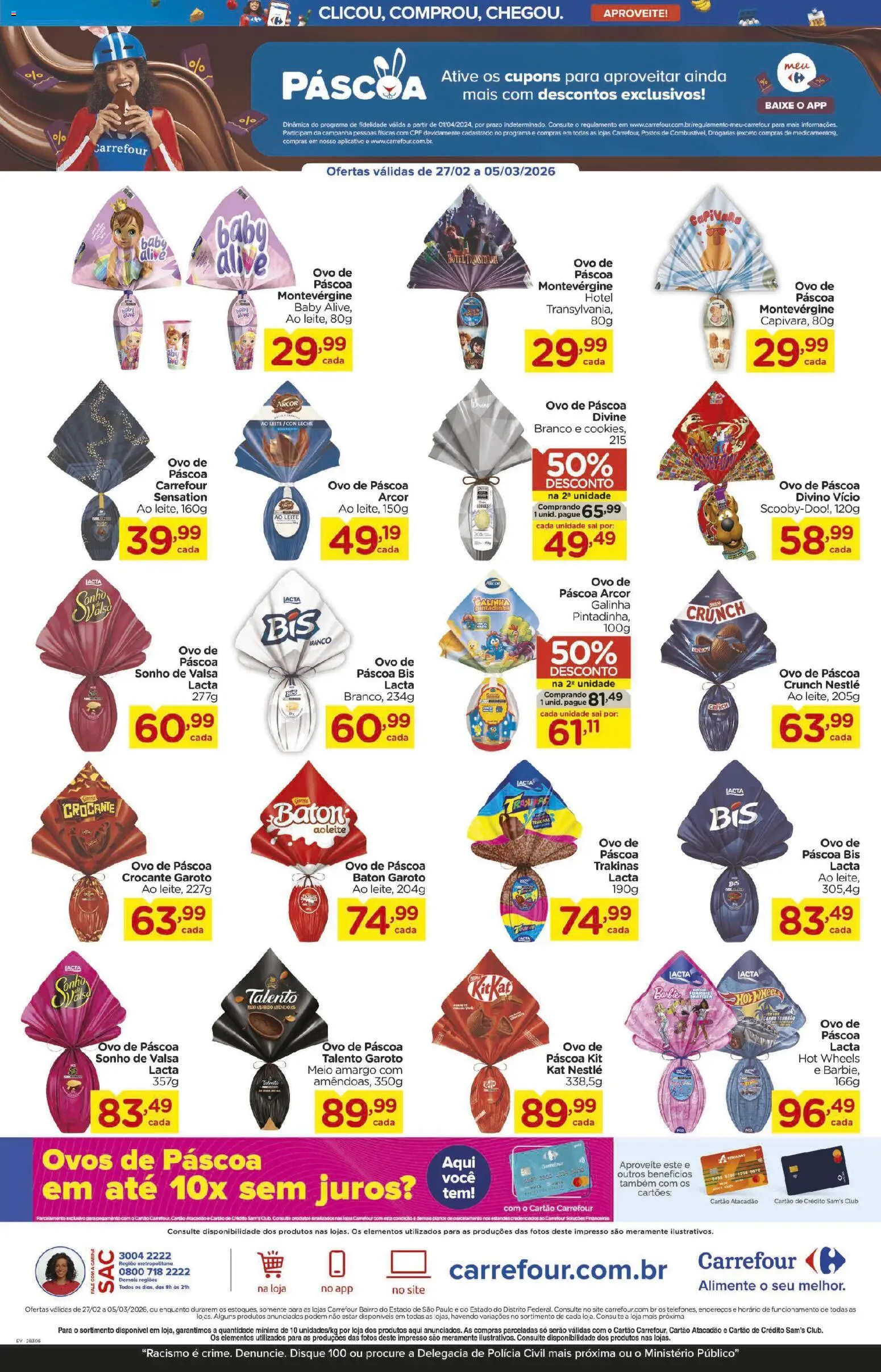 Carrefour Bairro Folheto - válido de 27.02.2026 | Página: 2 | Produtos: Ovo de páscoa, Leite, Ovos, Sal