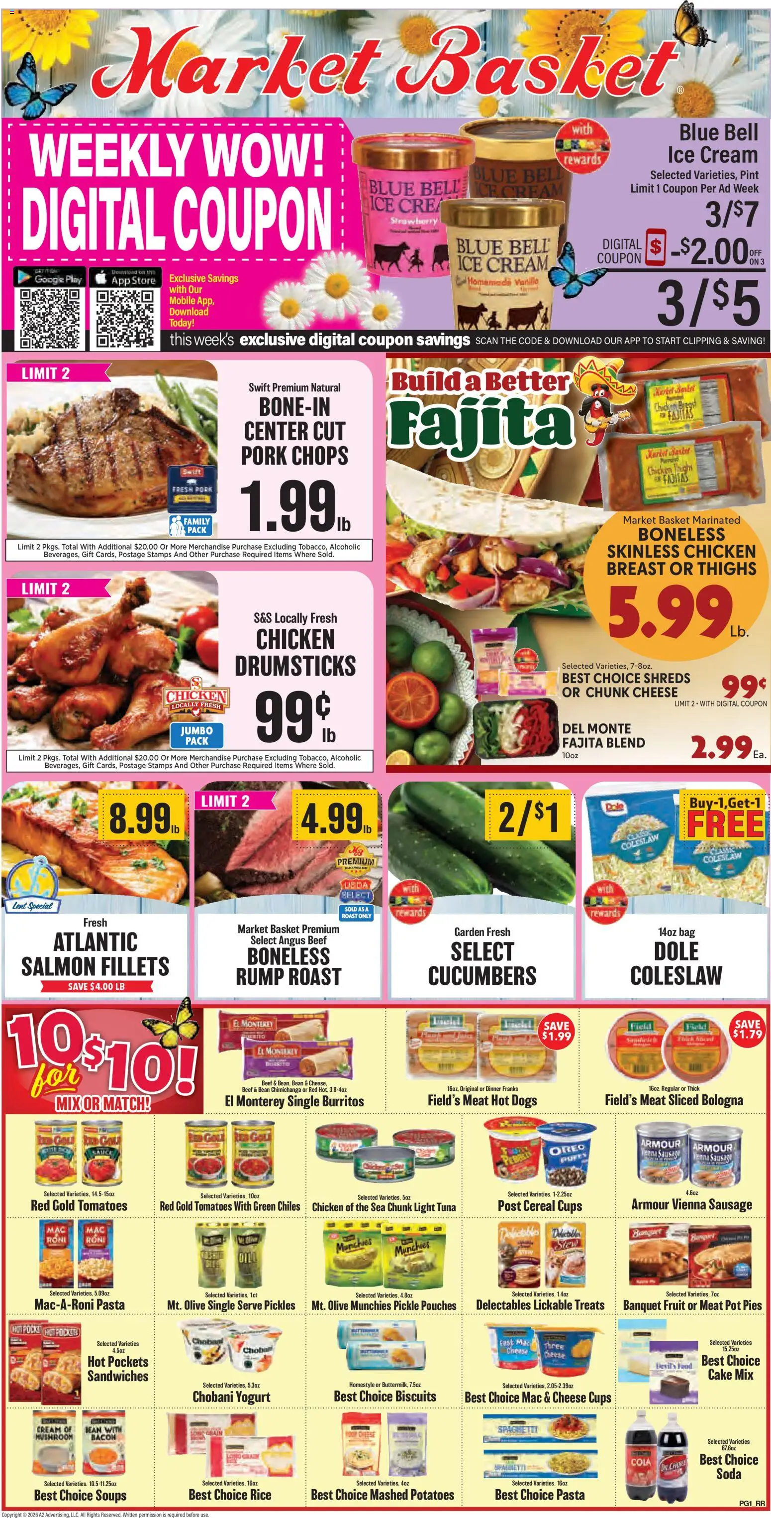 Market Basket Weekly Ad - valid from 25.02.2026 | Page: 1 | Products: Yogurt, Rice, Beef, Bag