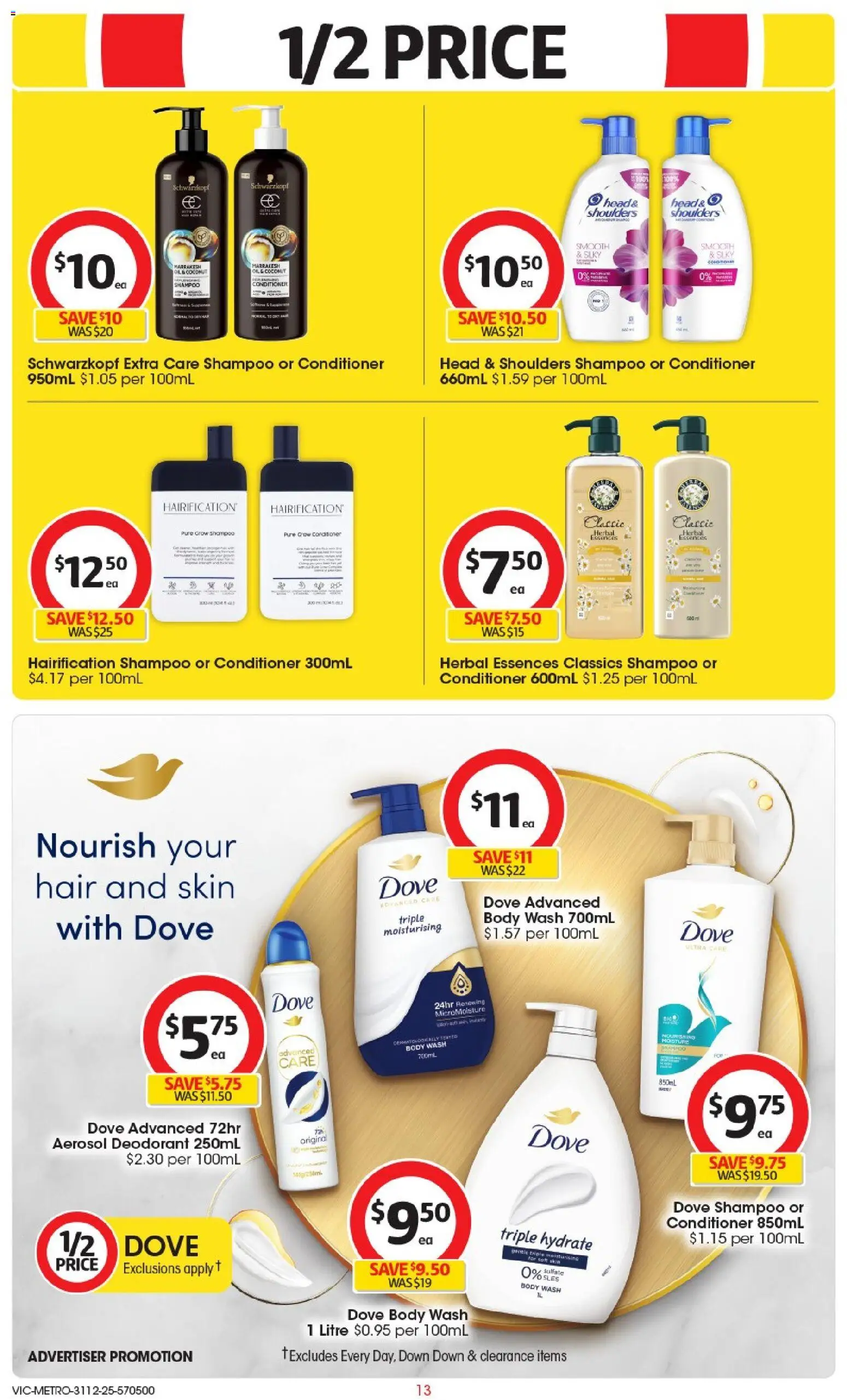 Coles catalogue - valid from 31.12.2025 | Page: 14 | Products: Shampoo, Conditioner, Deodorant, Herbal