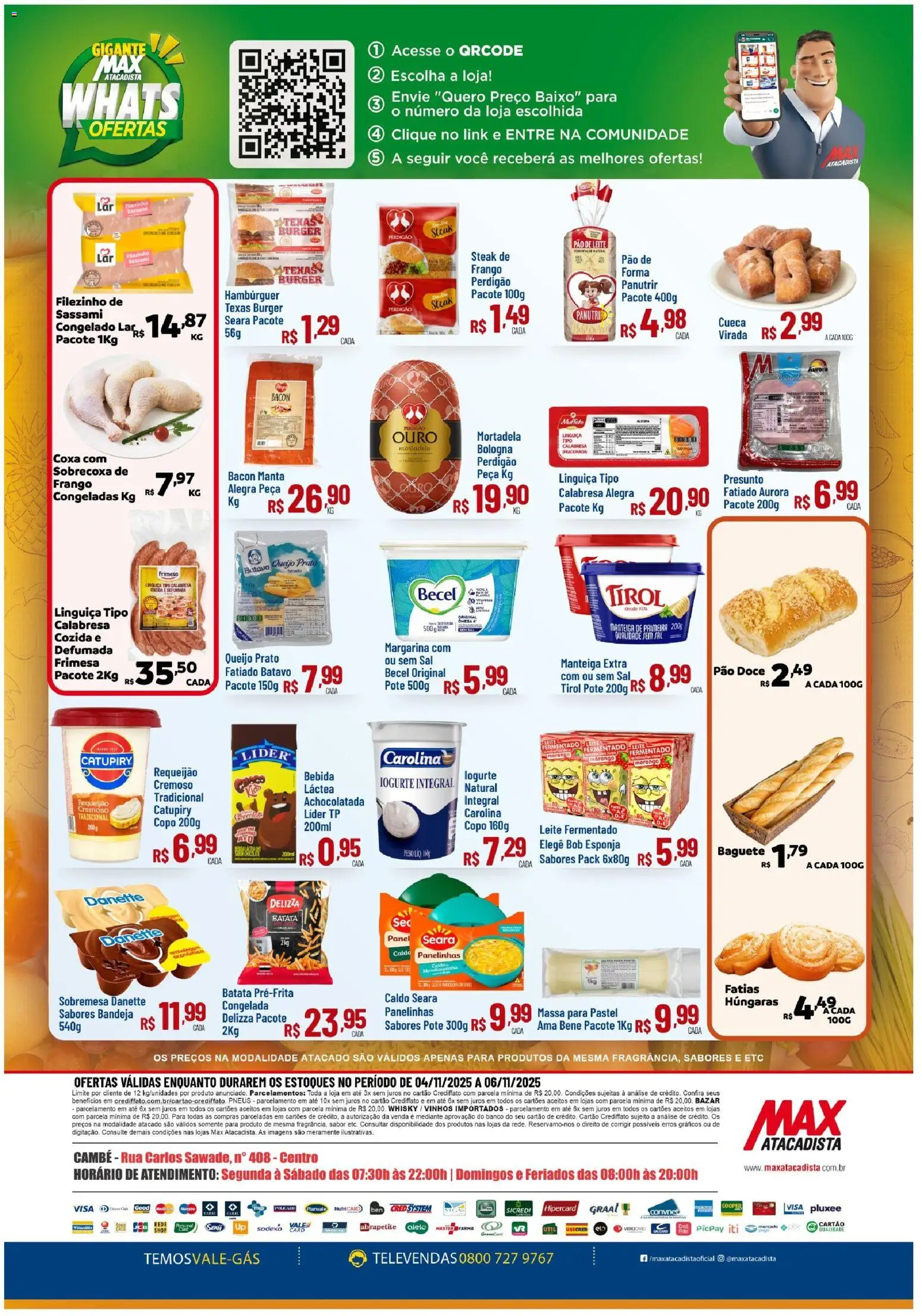 Max Atacadista Folheto - válido de 04.11.2025 | Página: 2 | Produtos: Esponja, Leite, Presunto, Bebida